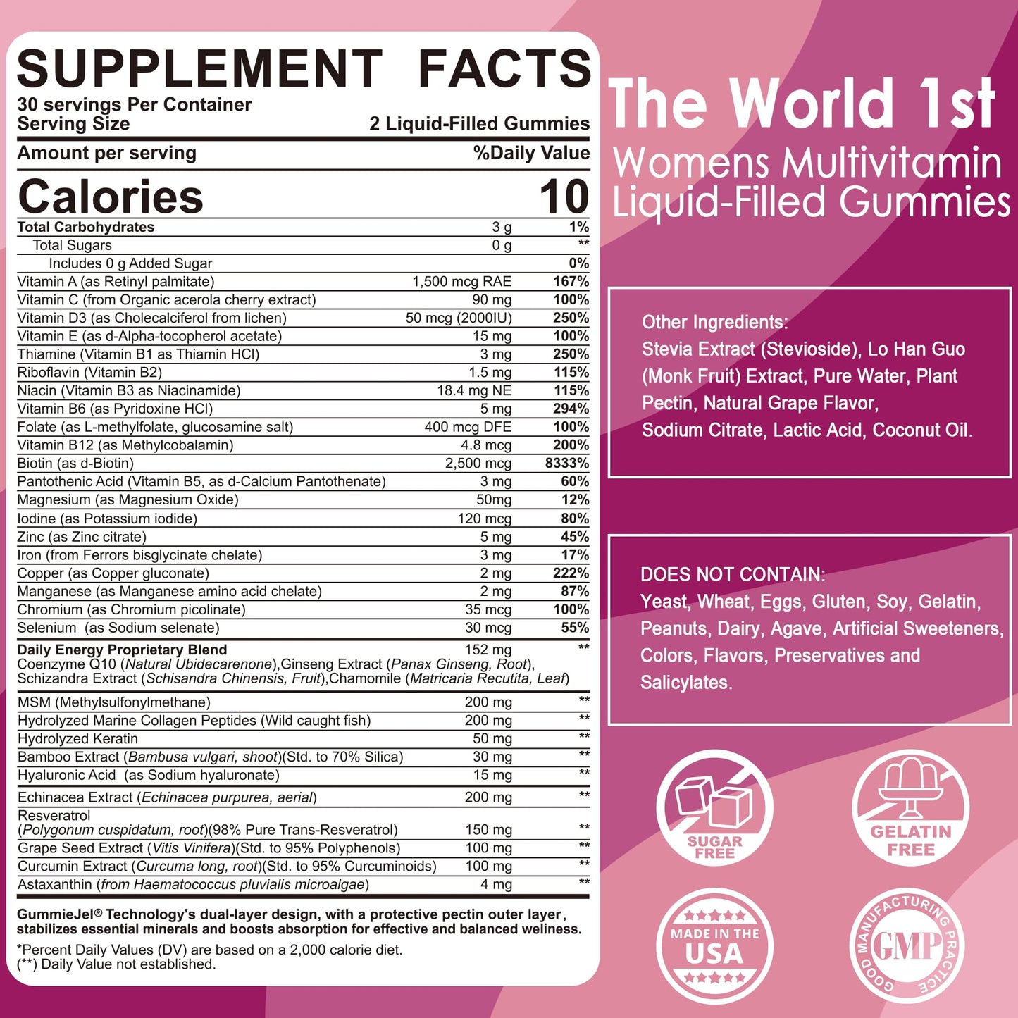 LILICARE Sugar Free Zinc Gummies & Women's Multivitamin Gummies, 180 Count