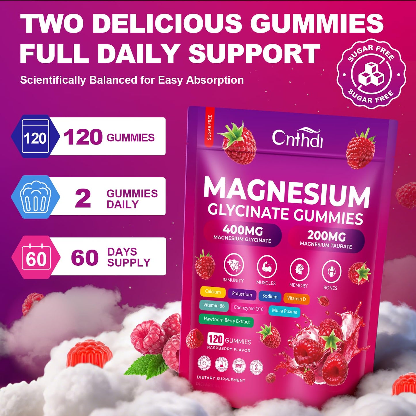 Xytora Magnesium Glycinate 600mg Gummies, 120-Count