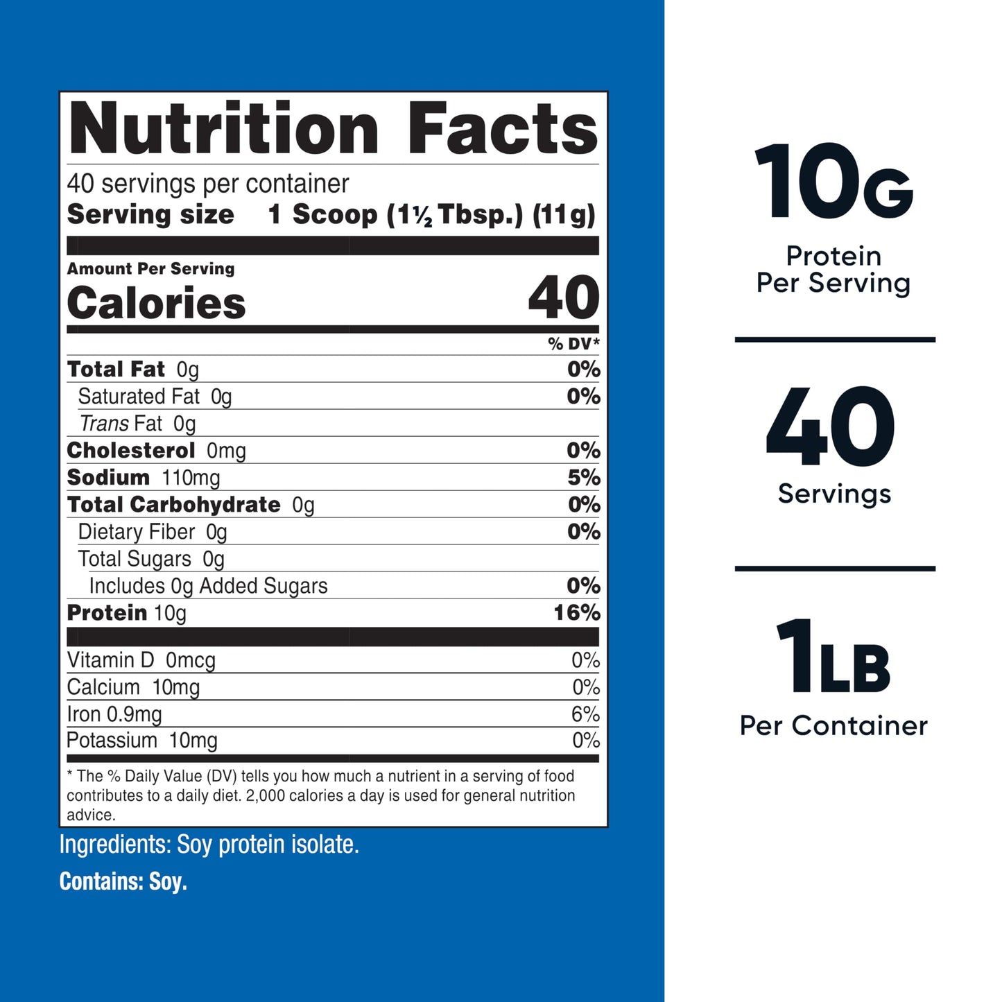 Nutricost Soy Protein Isolate Powder, 1 lb, Unflavored, 10 g Protein per Serving, Vegan, GMO-Free & Gluten Free