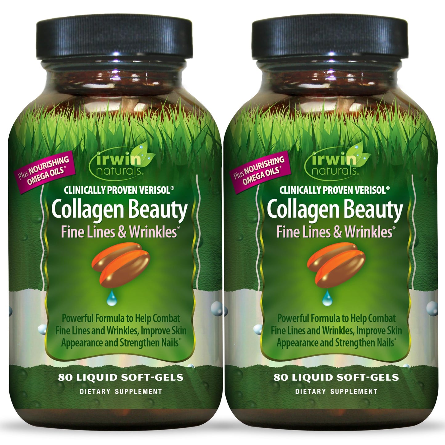 Irwin Naturals Collagen Beauty Supplement Hair Skin and Nails Vitamins Softgel 2-Pack