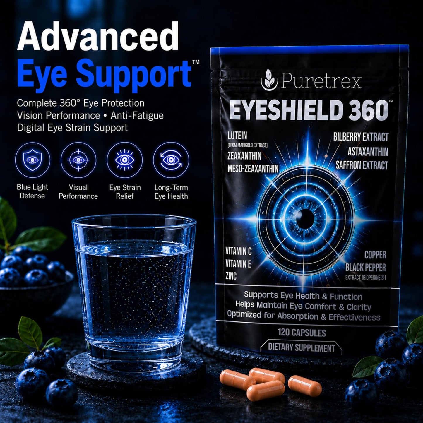 PURETREX EyeShield 360 Eye Supplements for Adults Over 50 1 Capsule