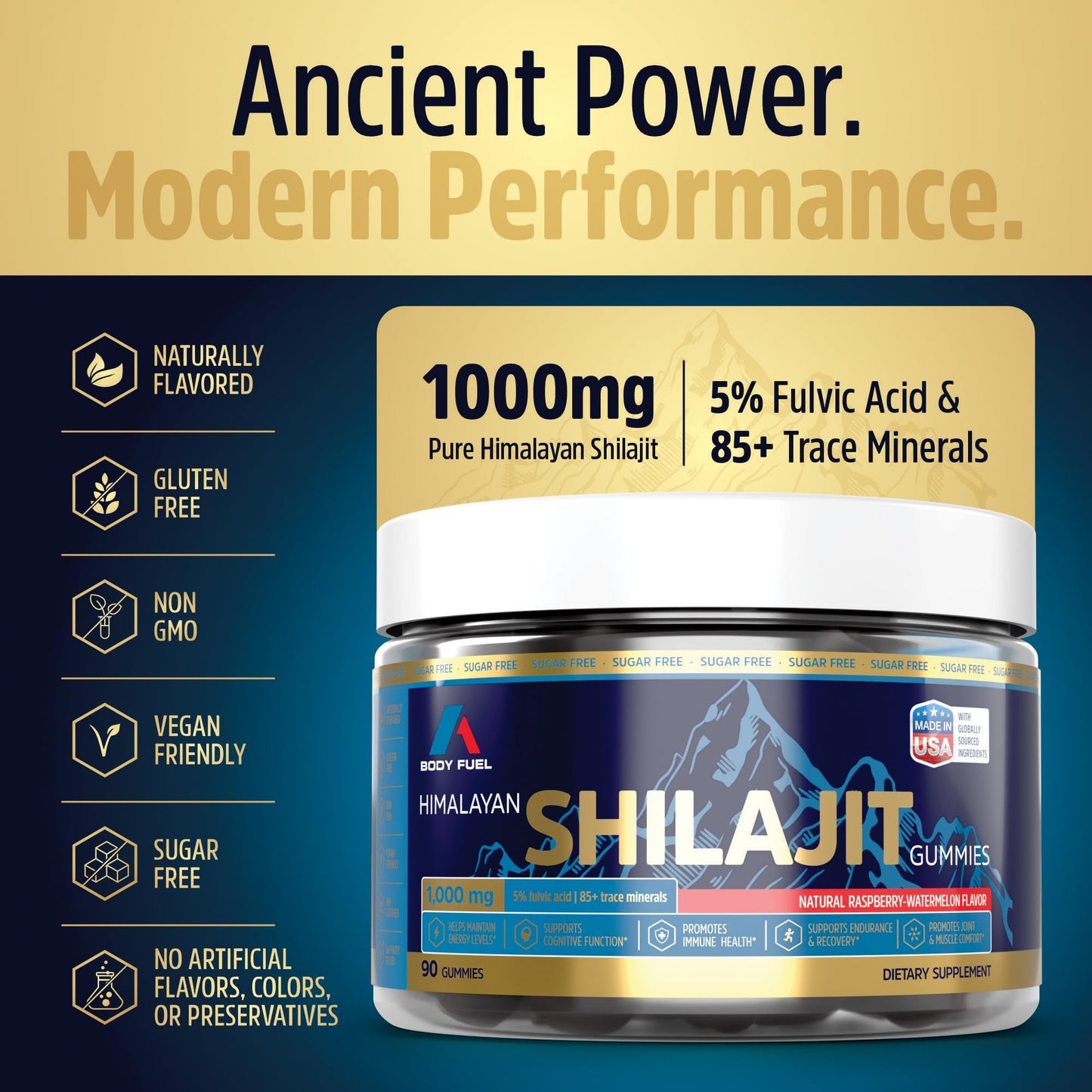 A1 Body Fuel Gold Resin Extract with Fulvic Acid Gummies, 90 Count