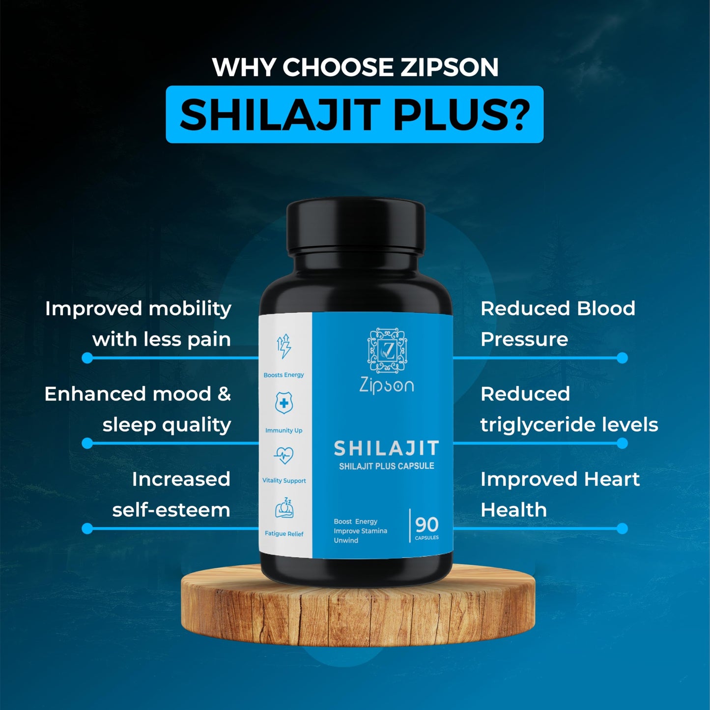 ZIPSON Shilajit for Men & Women 90 Capsules