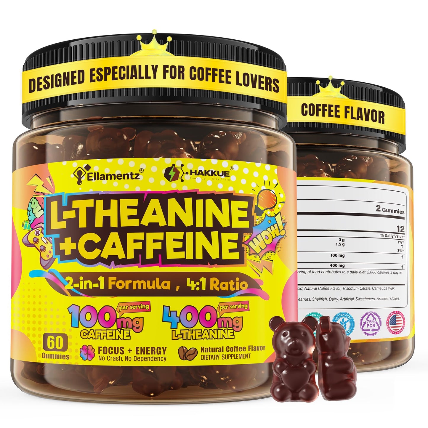 ELLAMENTZ L-Theanine Gummy 60 Count