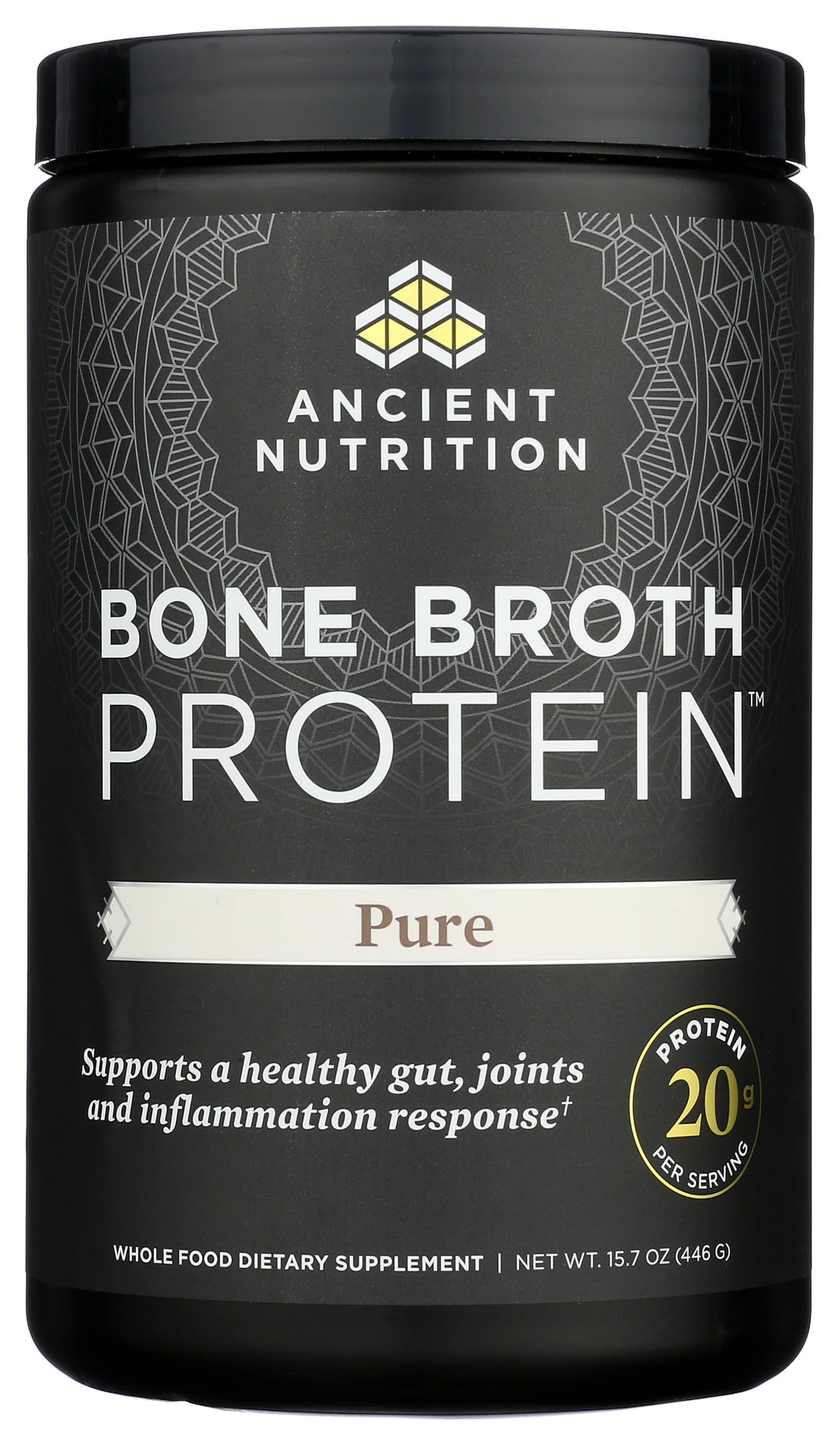 Ancient Nutrition Grass Fed & Cage Free Bone Broth Protein Powder, 20 Servings