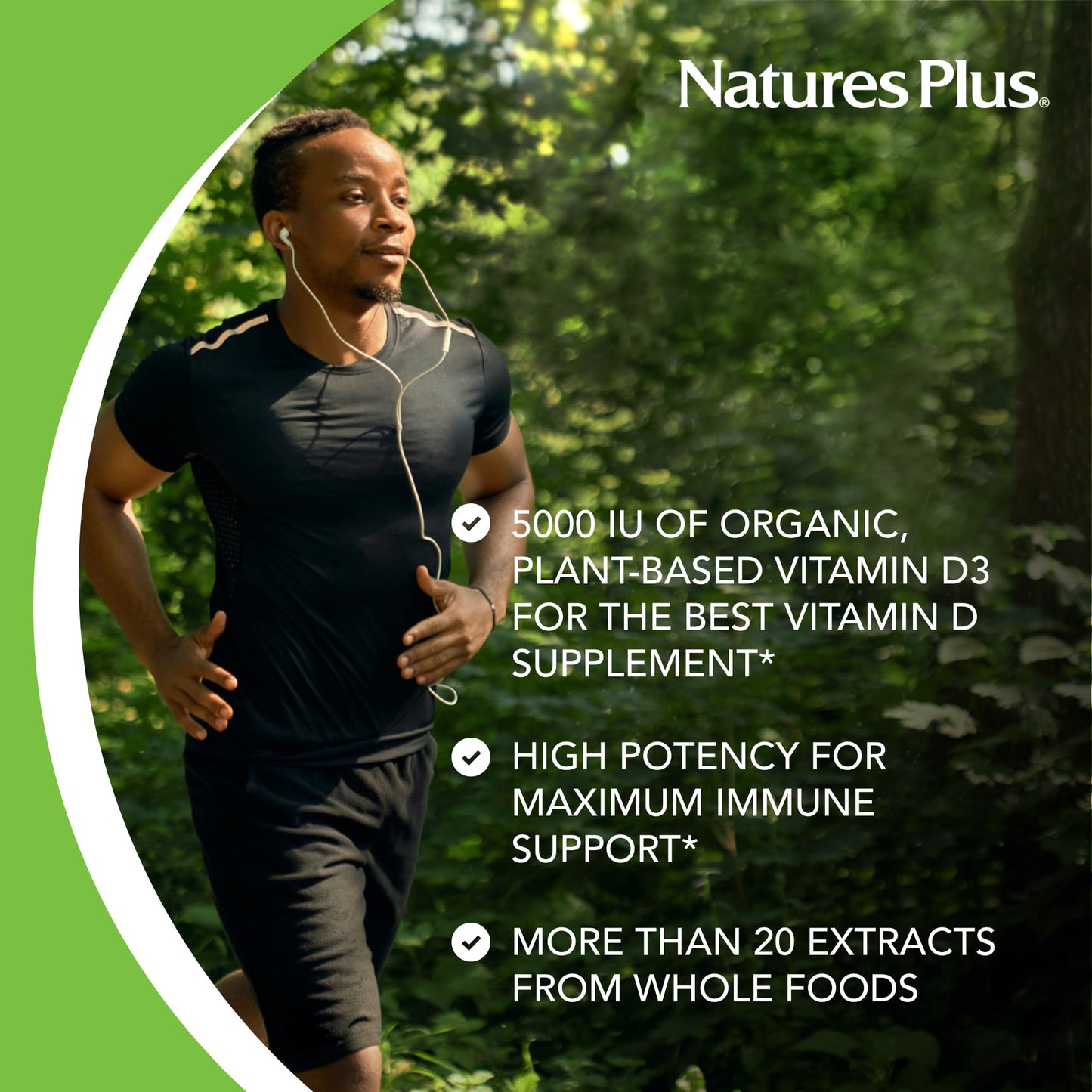 NaturesPlus Source of Life Garden Vitamin D3 Capsules, 60 Count