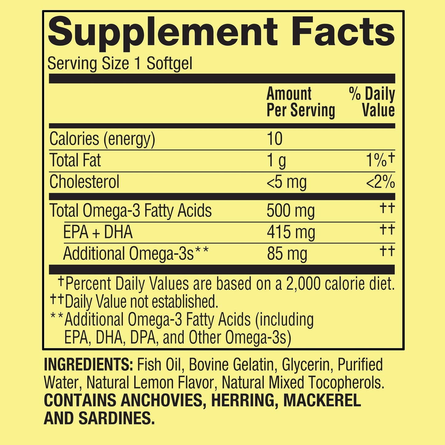 FUSION SHOP STORE Omega-3 500mg Fish Oil Softgels, 60 Count