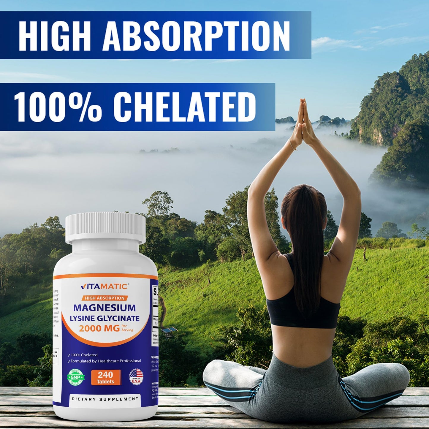 Vitamatic Magnesium as Glycinate Lysinate, 240 Tablets
