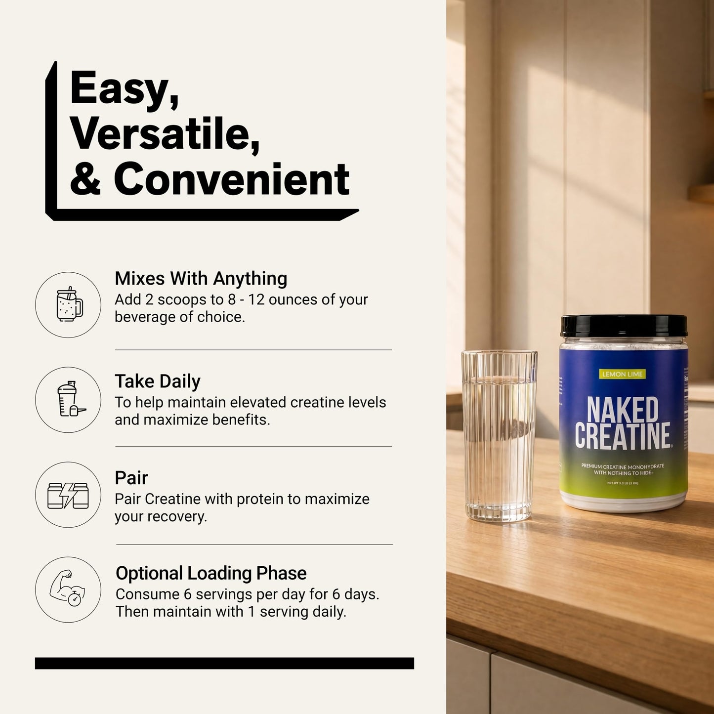 NAKED Pure Micronized Lemon Lime Creatine Monohydrate Powder 35.2