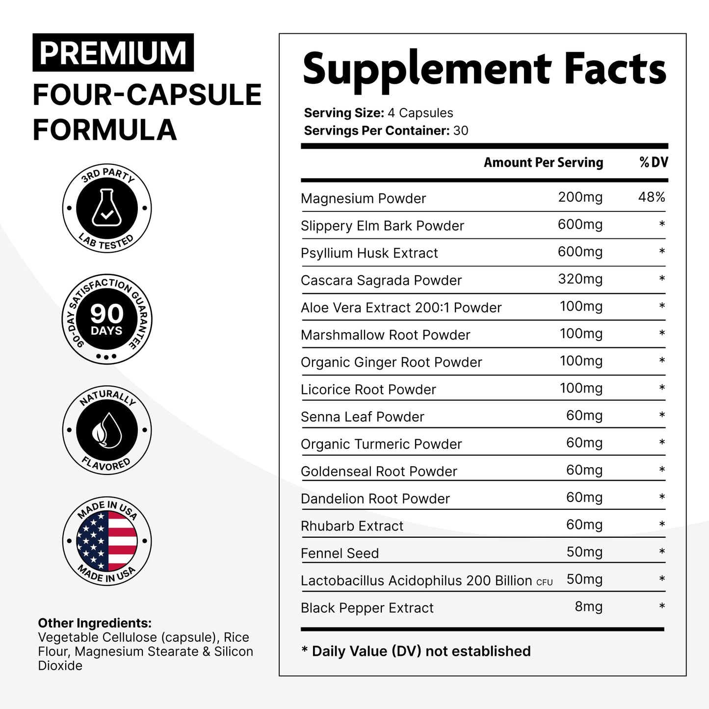 DMoose Fitness Slippery Elm Bark 16 in 1 Digestive Health & Leaky Gut Wellness Complex Capsules, 120 Count
