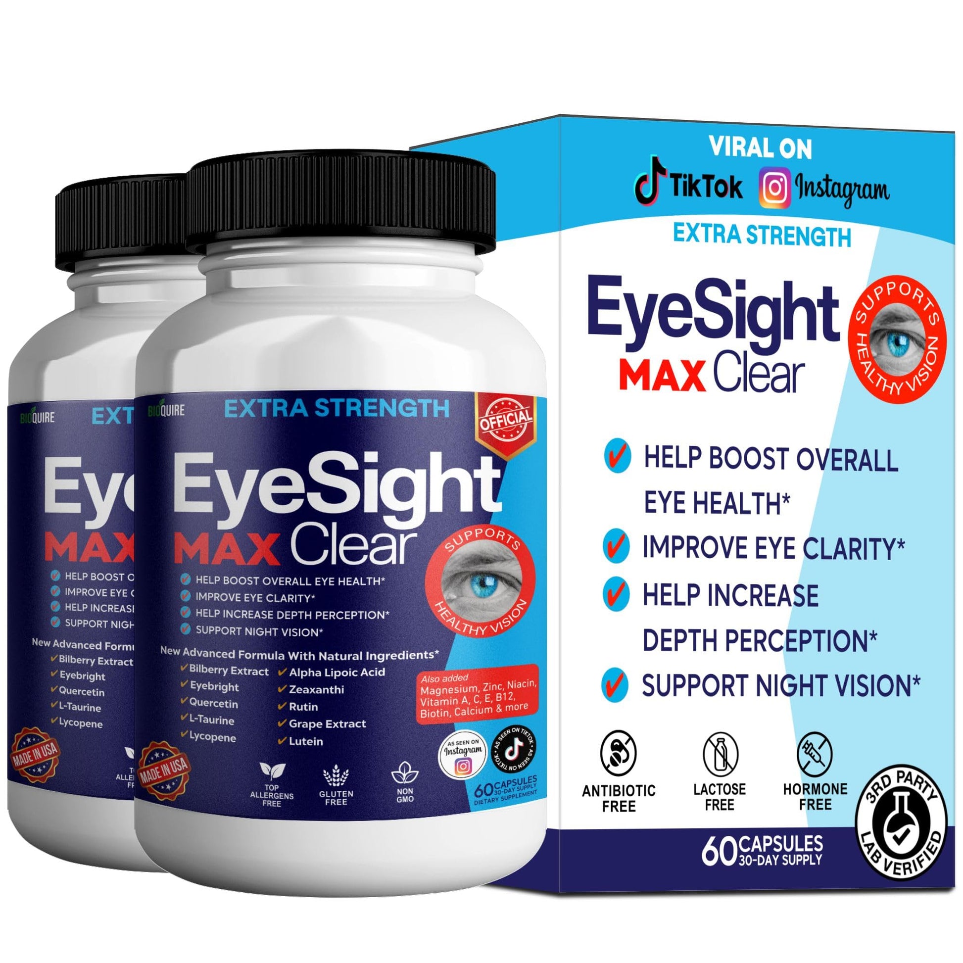 BIOQUIRE Eyesight Max Clear Extra Strength Vision Support Capsules 60 Count
