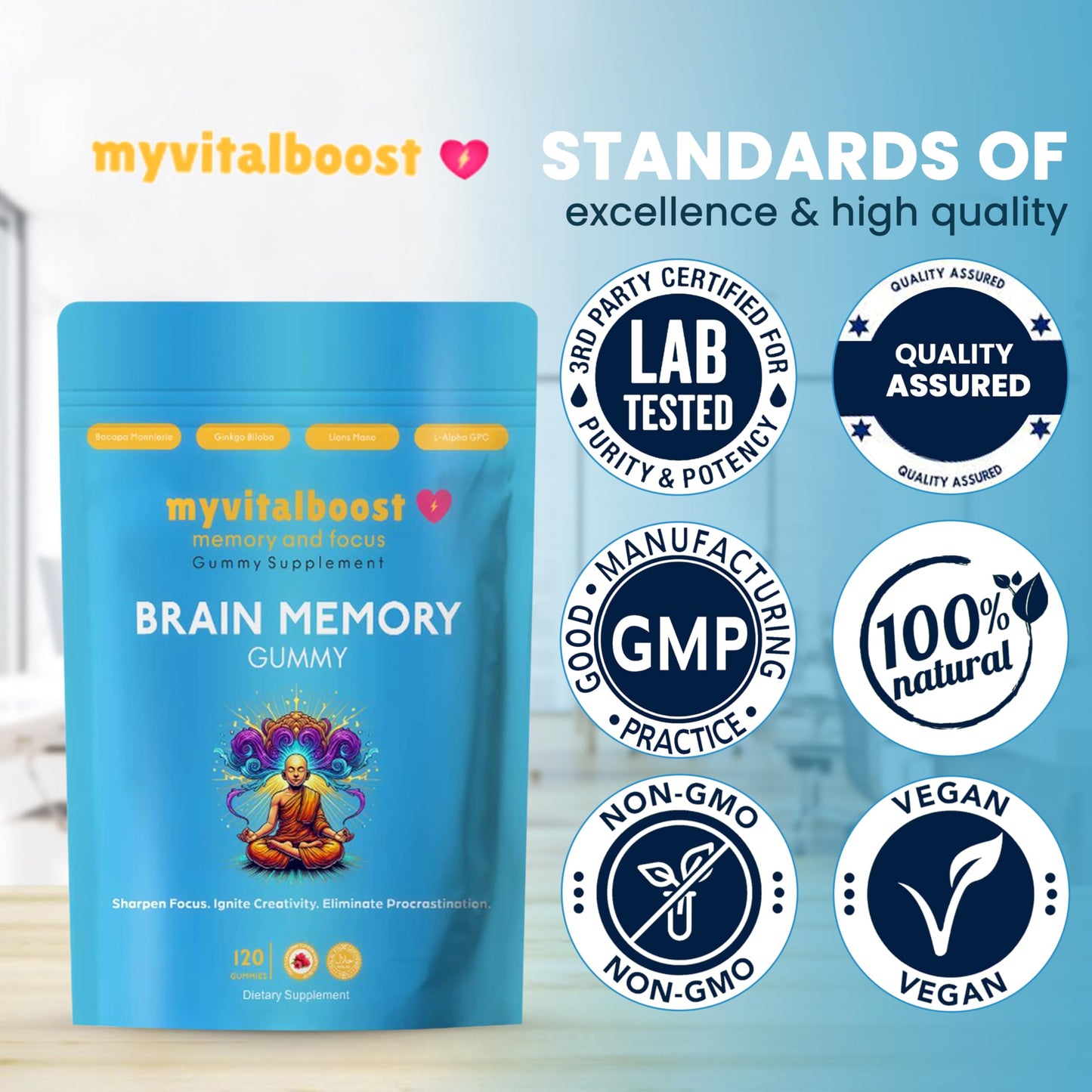 myVitalboost Nootropic Gummies 120 Gummies