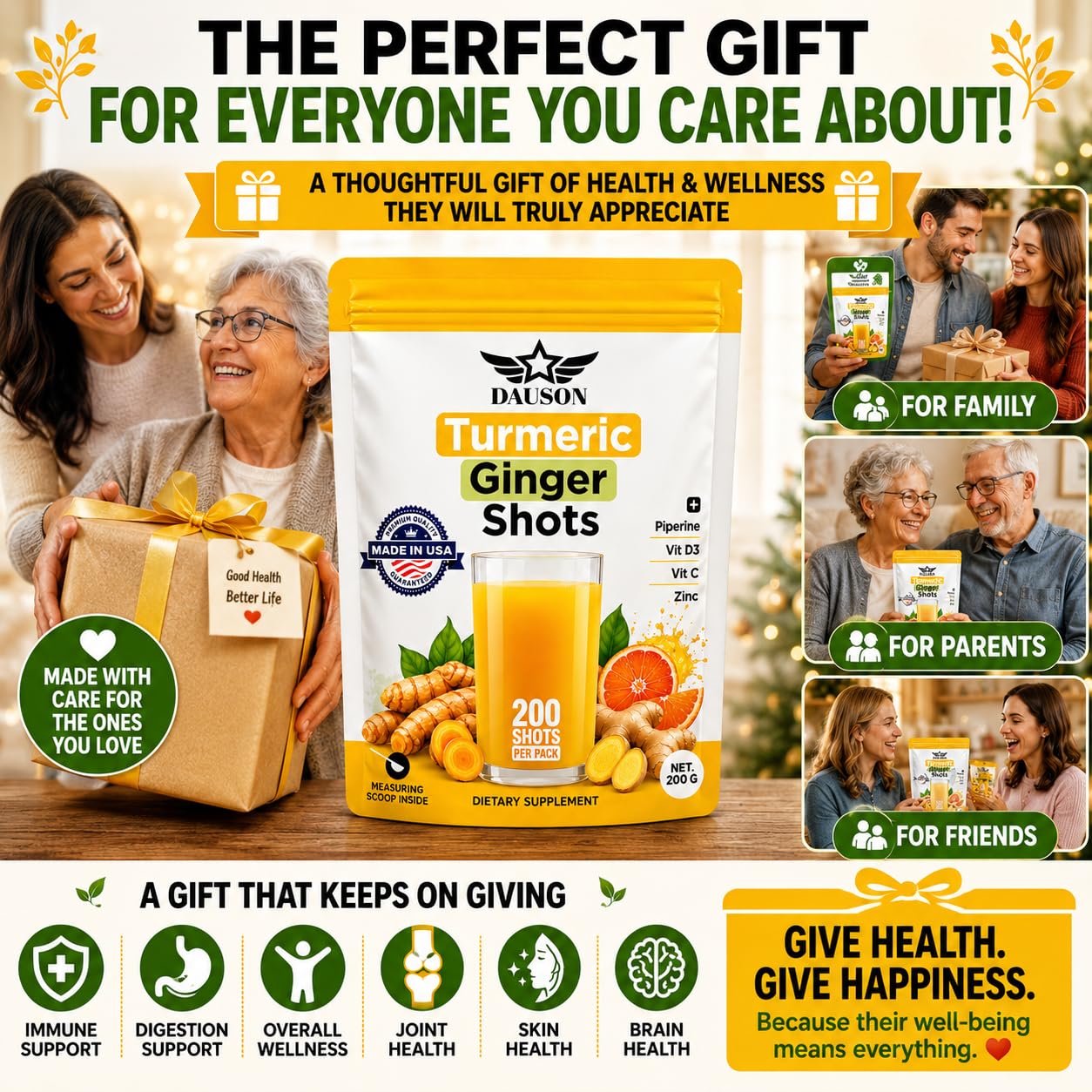 DAUSON Turmeric Shots Powder, 200 Servings