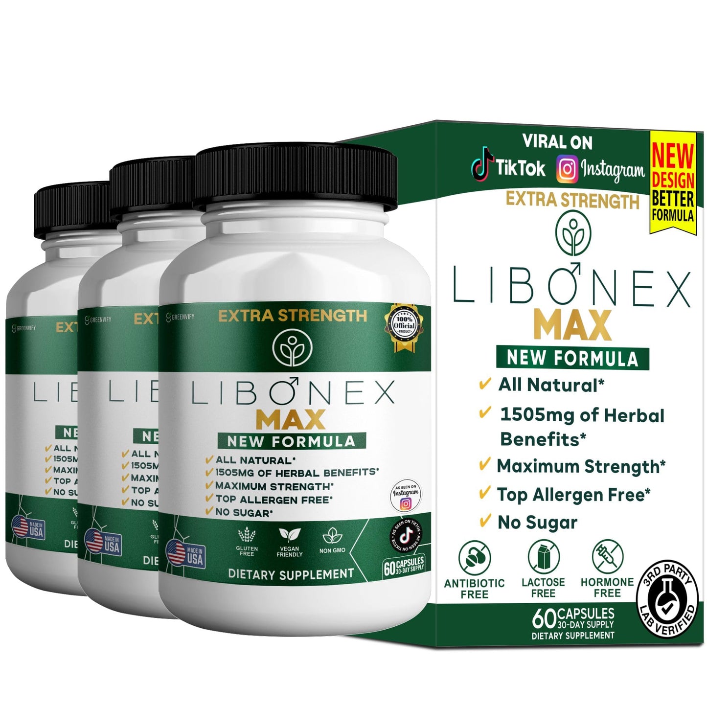GREENVIFY Libonex Max Extra Strength Maca Root Complex Capsules, 60 Count