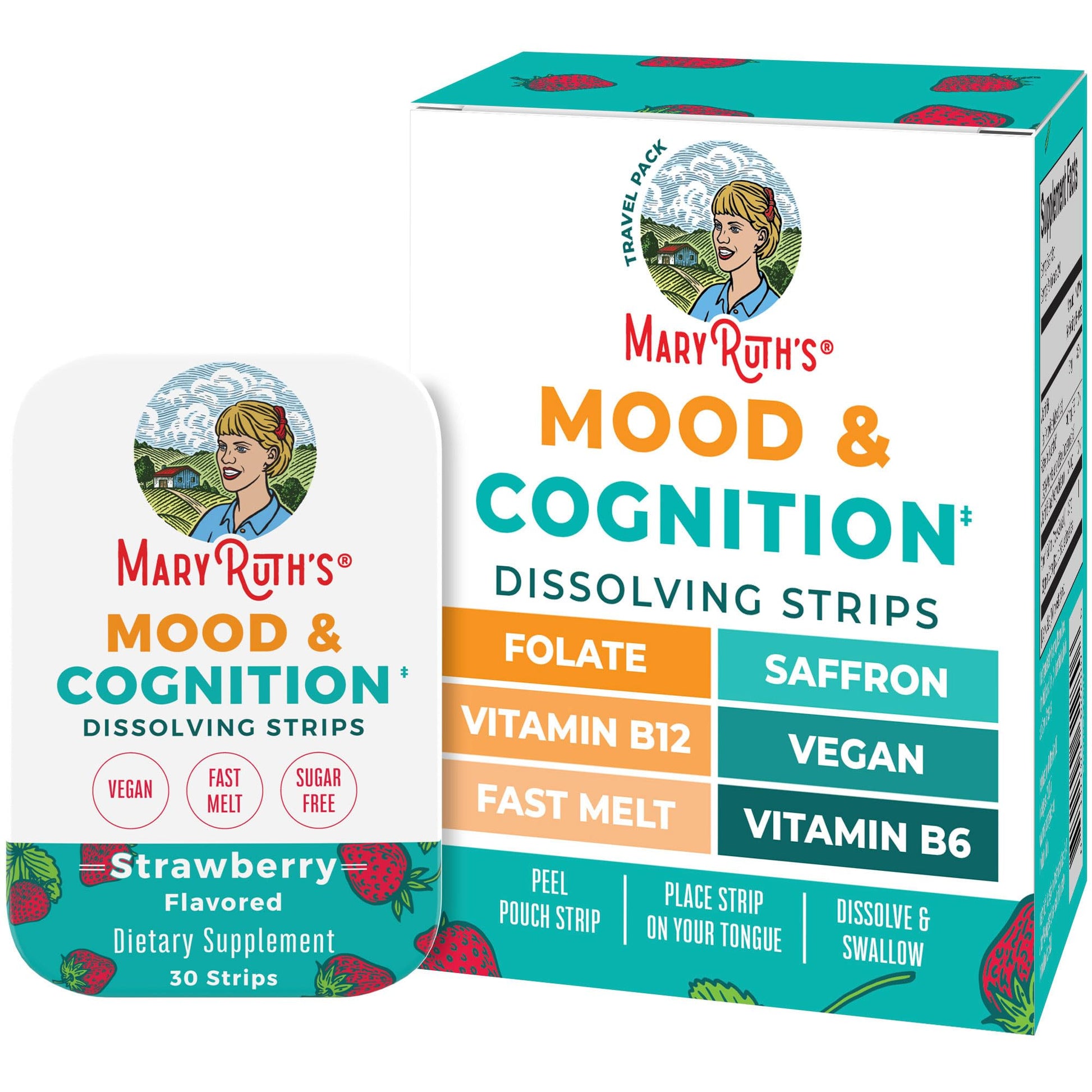 MARYRUTH'S Mood & Cognition Dissolving Strips Vitamin B12 Chewable 30 Count