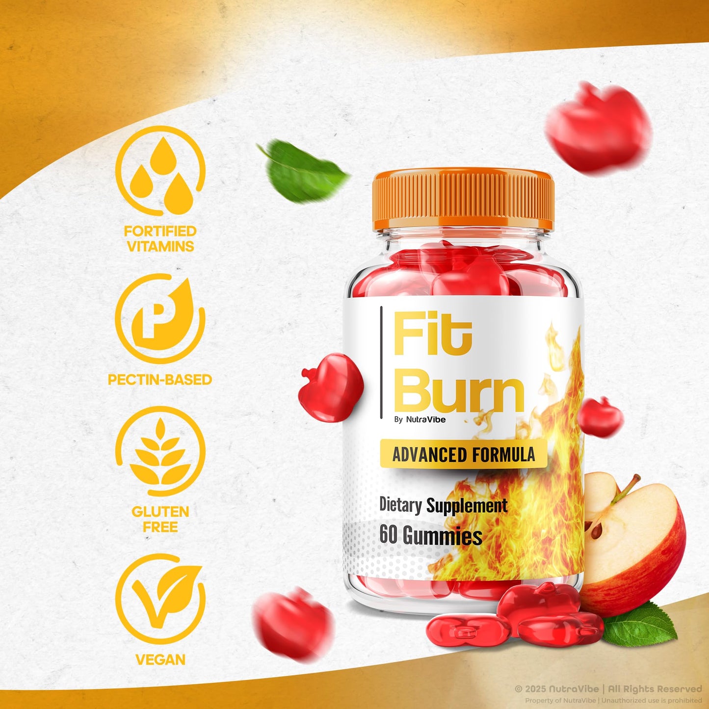 NutraVibe Fit Burn Gummies – Keto ACV Daily Formula, 120 Gummies