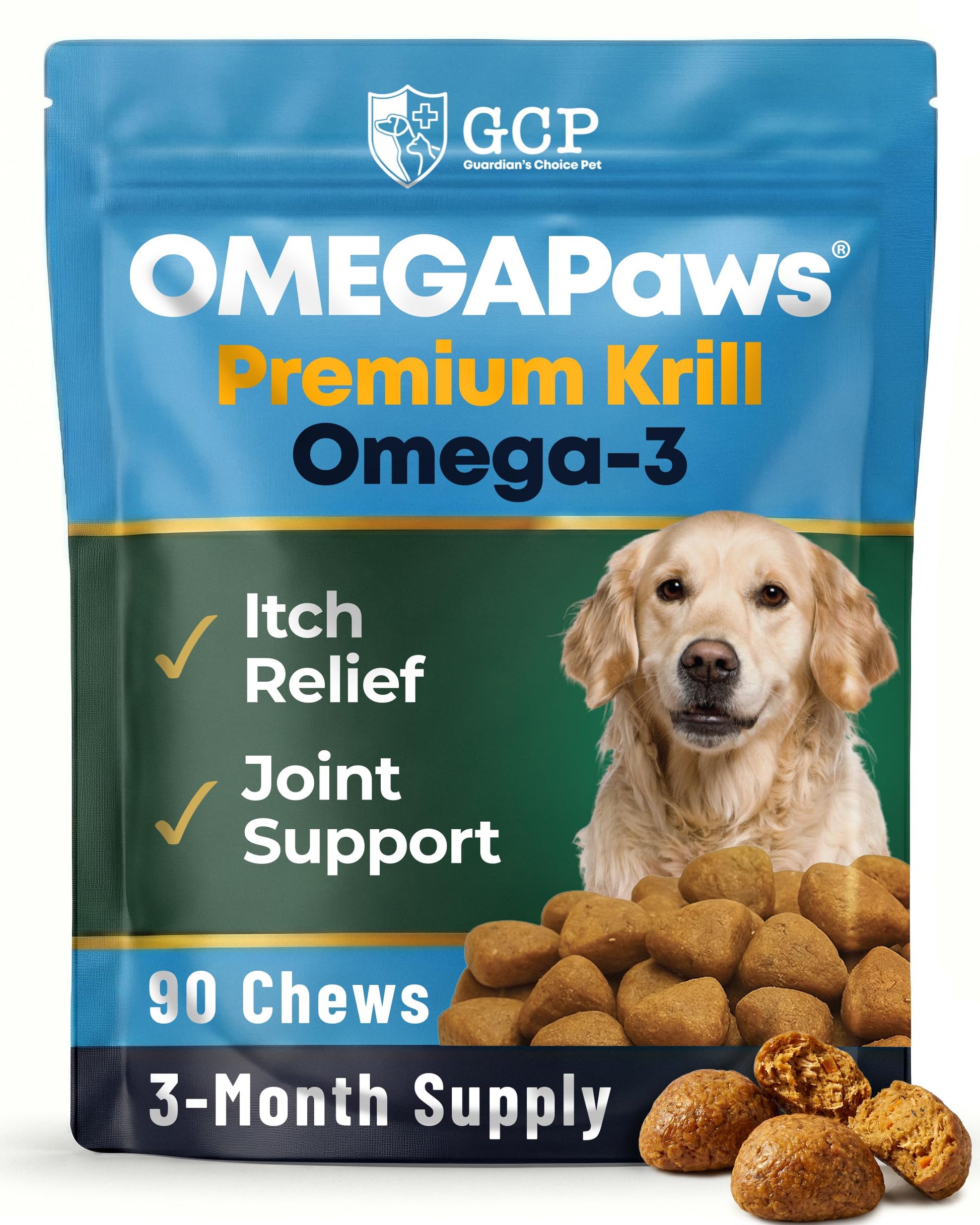 Guardian's Choice Omega 3 for Dogs Soft Chews with Fish Oil & Krill Oil (EPA & DHA) – 90 Chews