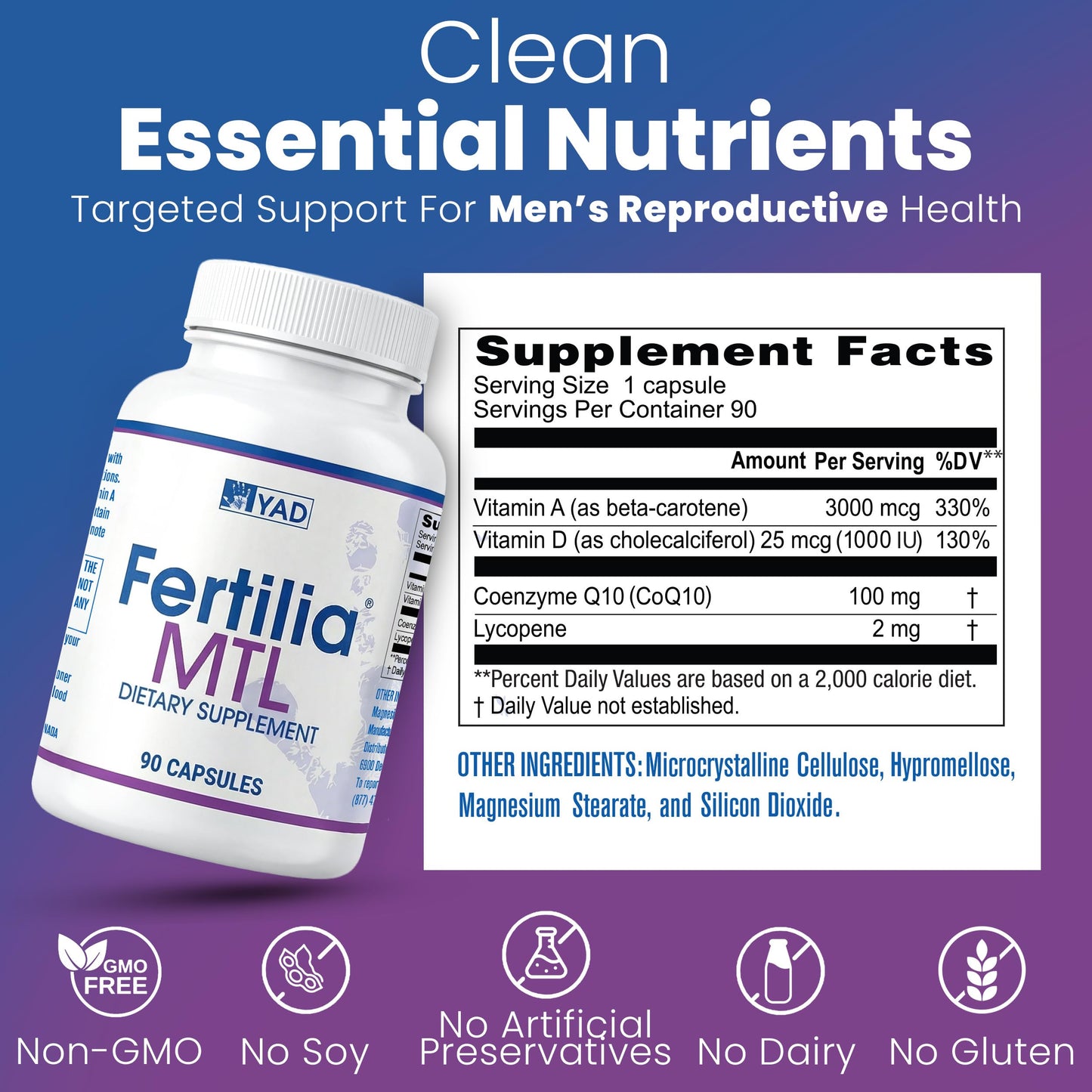 Fertilia MTL Men’s Fertility Support Supplement Capsules, 90