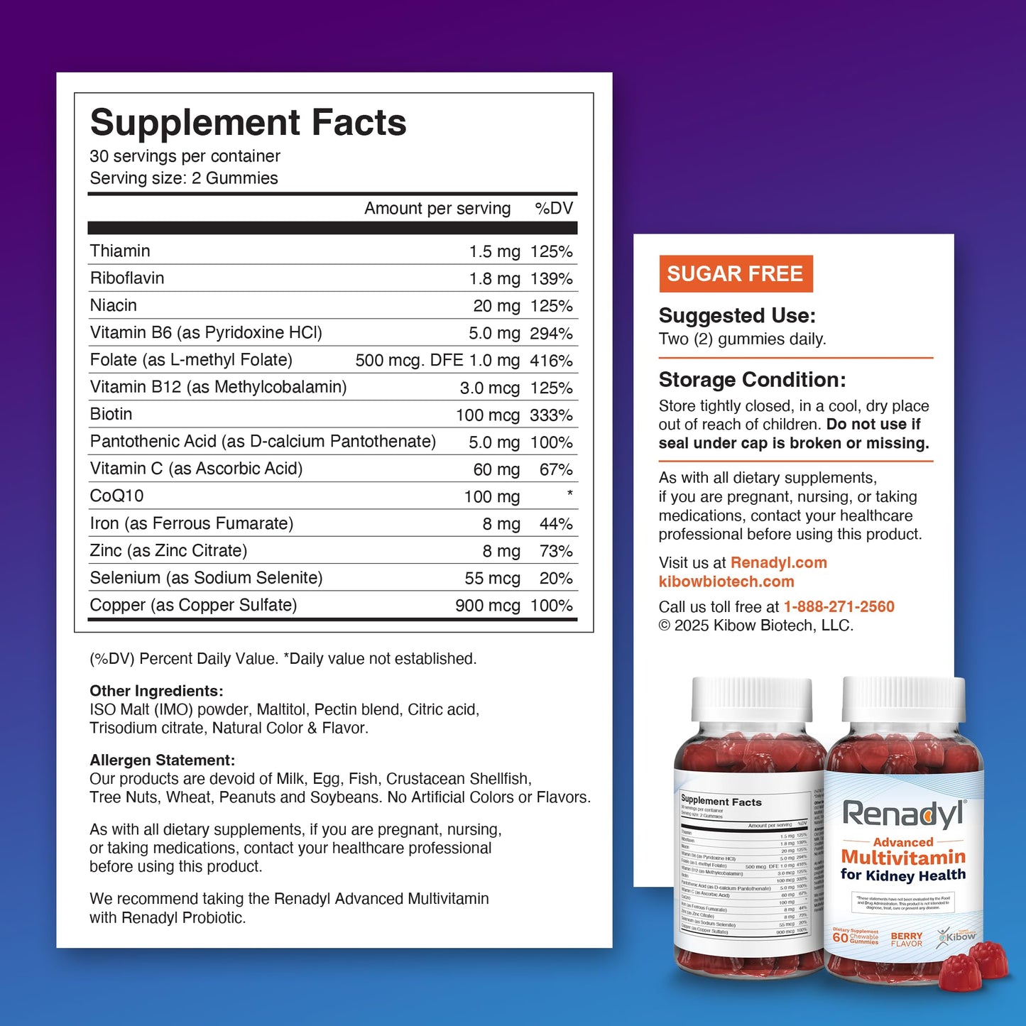 Renadyl Advanced Multivitamin for Kidney Health Chewable 60 Gummies