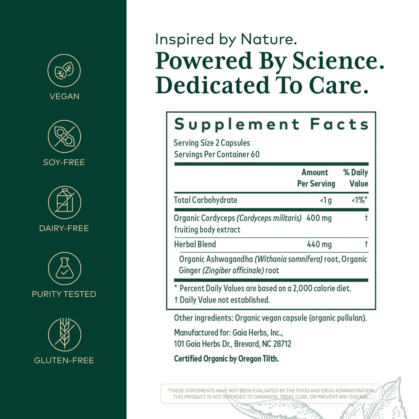 Gaia Herbs PRO Adaptogen Performance - Endurance & Energy Support with Cordyceps & Ashwagandha Extract, 120 Capsules