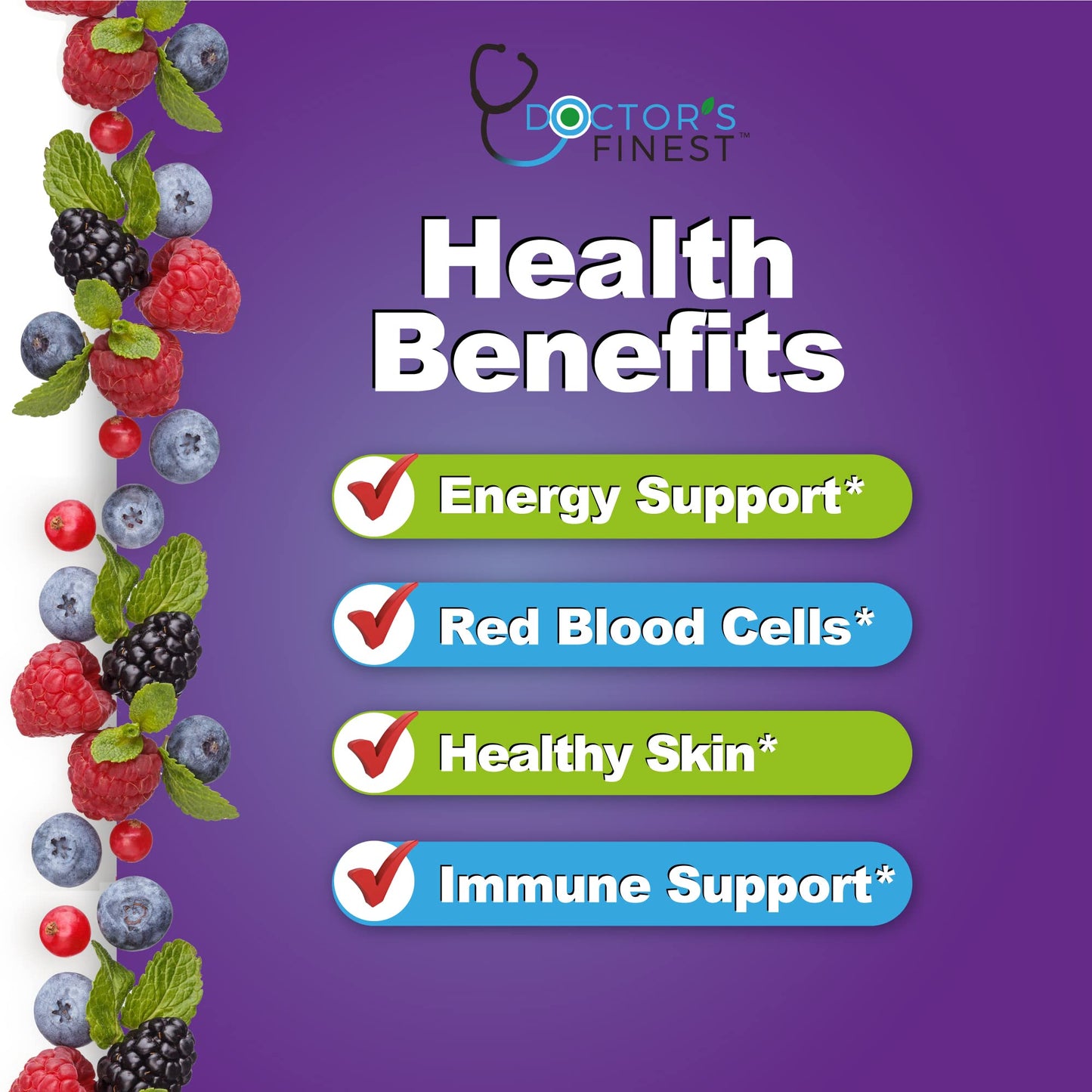 Doctors Finest Iron 10mg Vitamin C Gummies, 60 Gummies