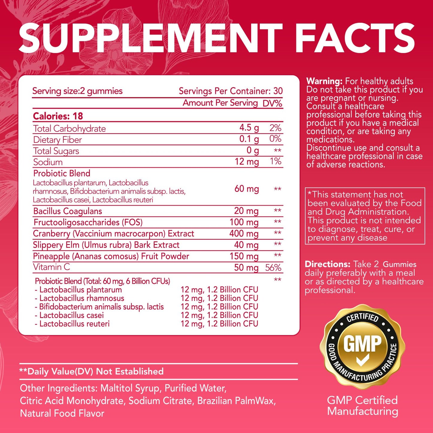 Marellya Vaginal Probiotic Gummies for Women, 60 Count
