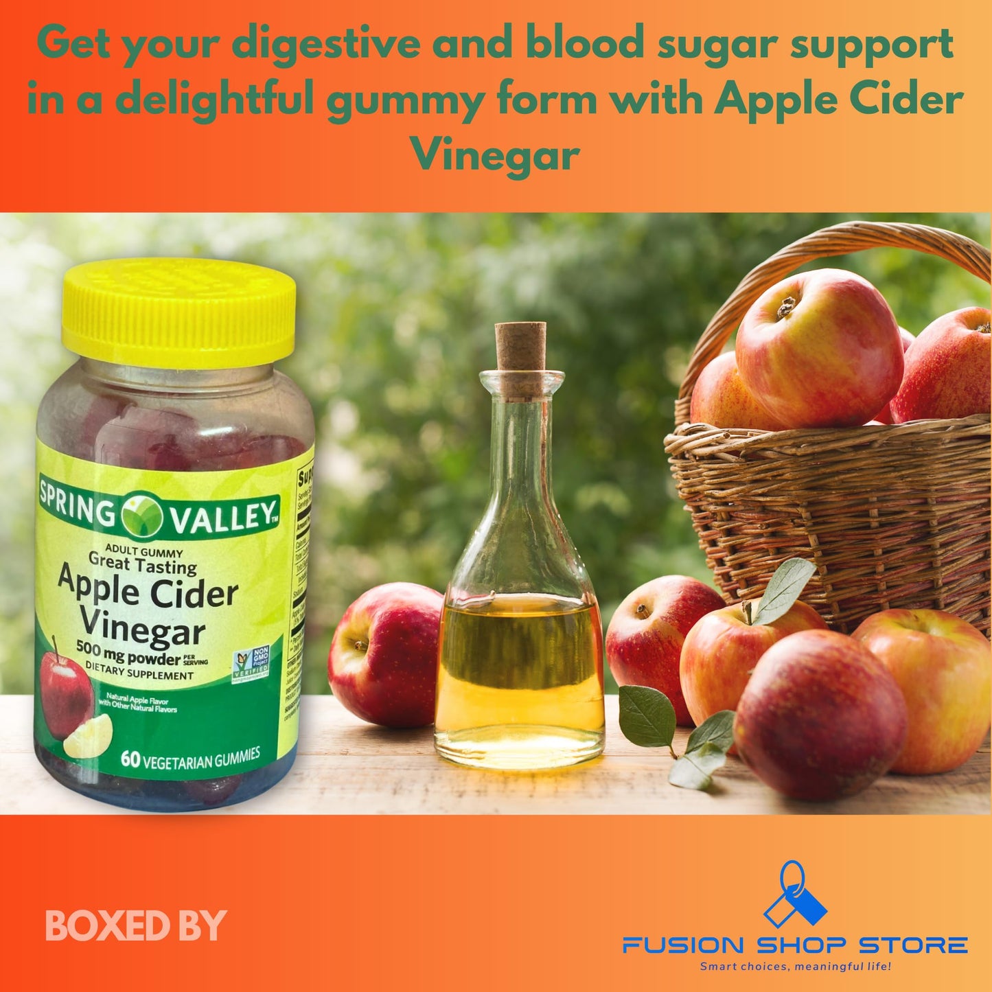 Fusion Shop Store Apple Cider Vinegar Gummies 60 Count