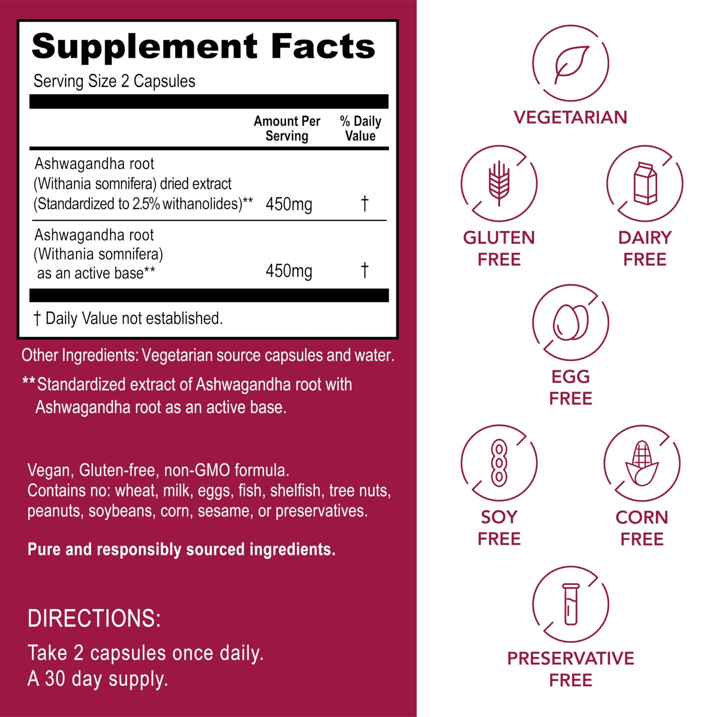 Kroeger Herb Products Ashwagandha Supplements for Stress and Mood Support Capsules, 60 Count