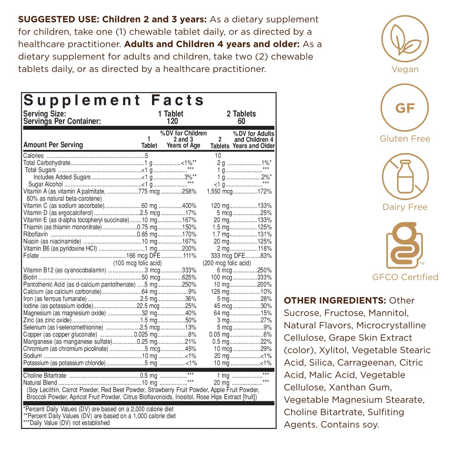 Solgar Kangavites Multivitamin and Mineral Chewable Tablets 120 Count