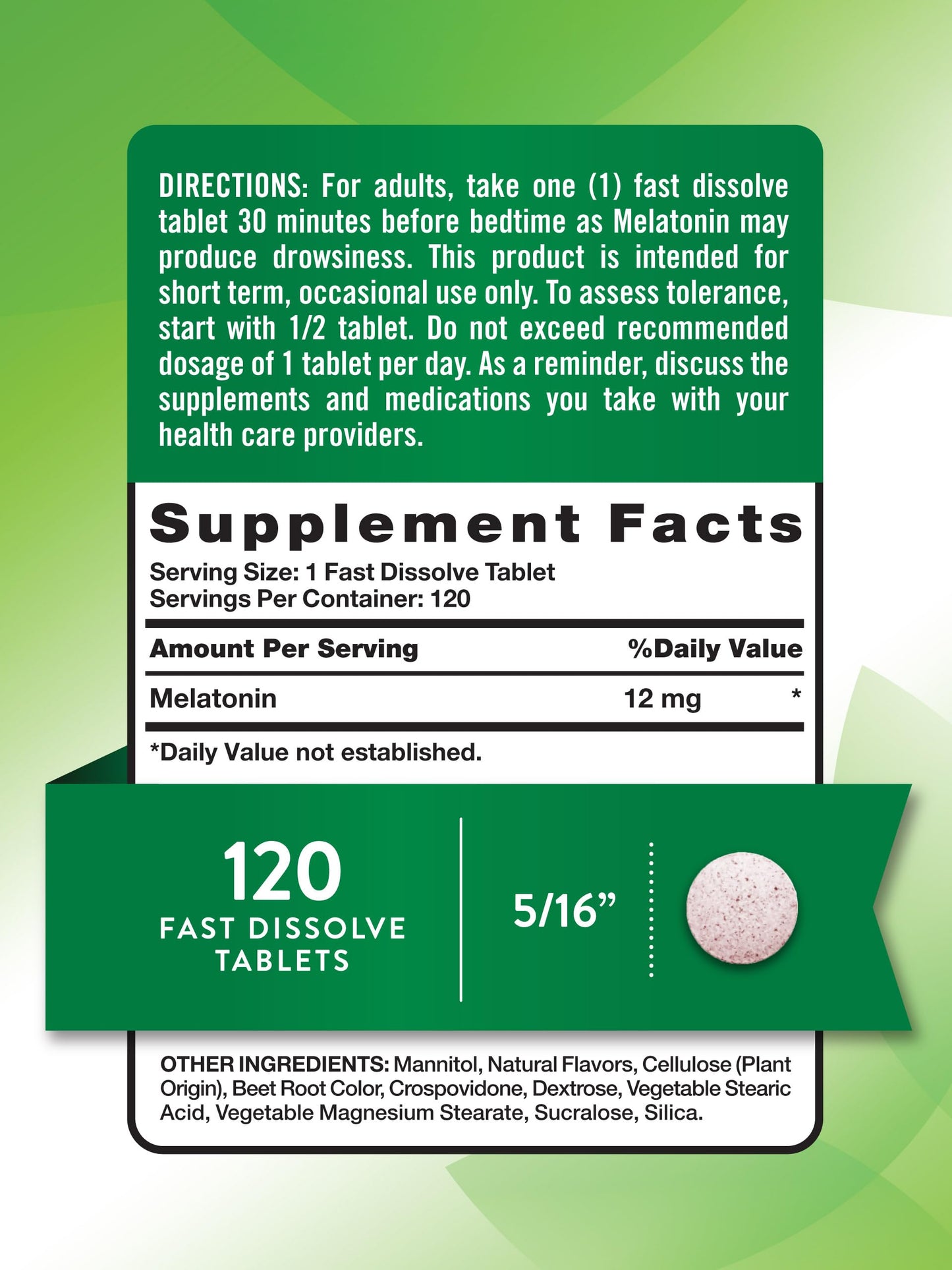 Nature's Truth Melatonin 12mg Tablet Fast Dissolve 120