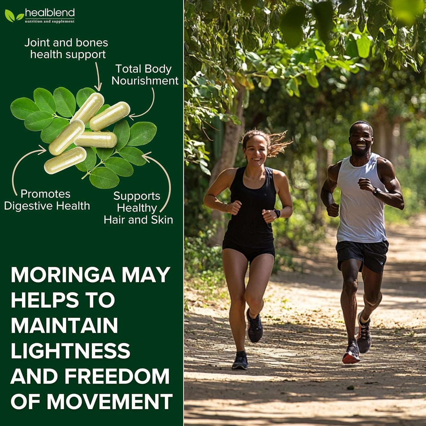 healblend Moringa Oleifera Leaf Powder Capsules, 60 Capsules