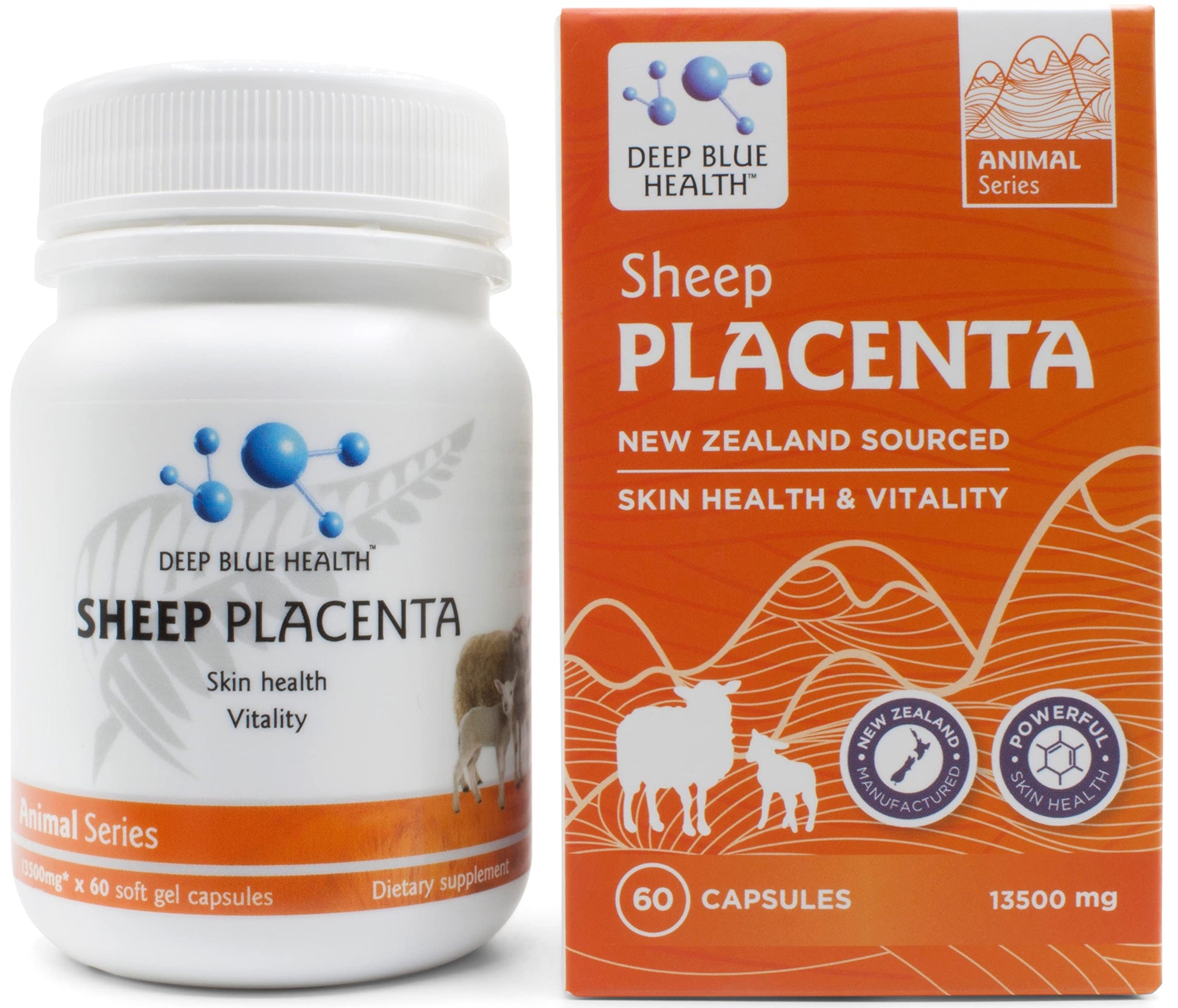 Deep Blue Health New Zealand Sheep Placenta with Grape Seed Extract and Vitamin E 13500mg x 60 Soft Gel Capsules