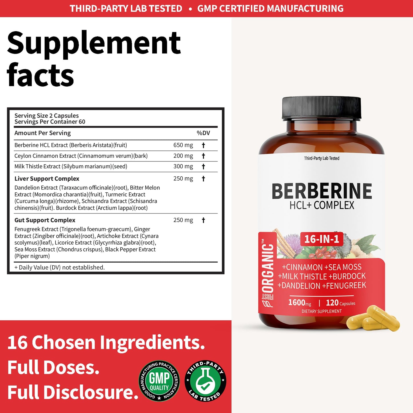 FIRSTORGANIC Berberine Complex Capsule 120 Count