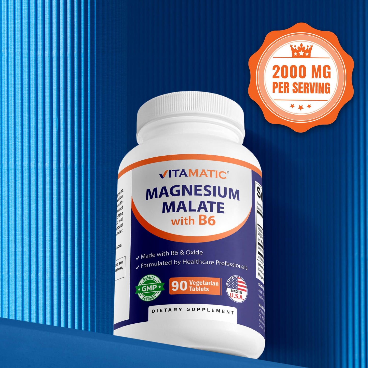 Vitamatic Magnesium Malate 2000mg per Serving Tablet, 90 Count