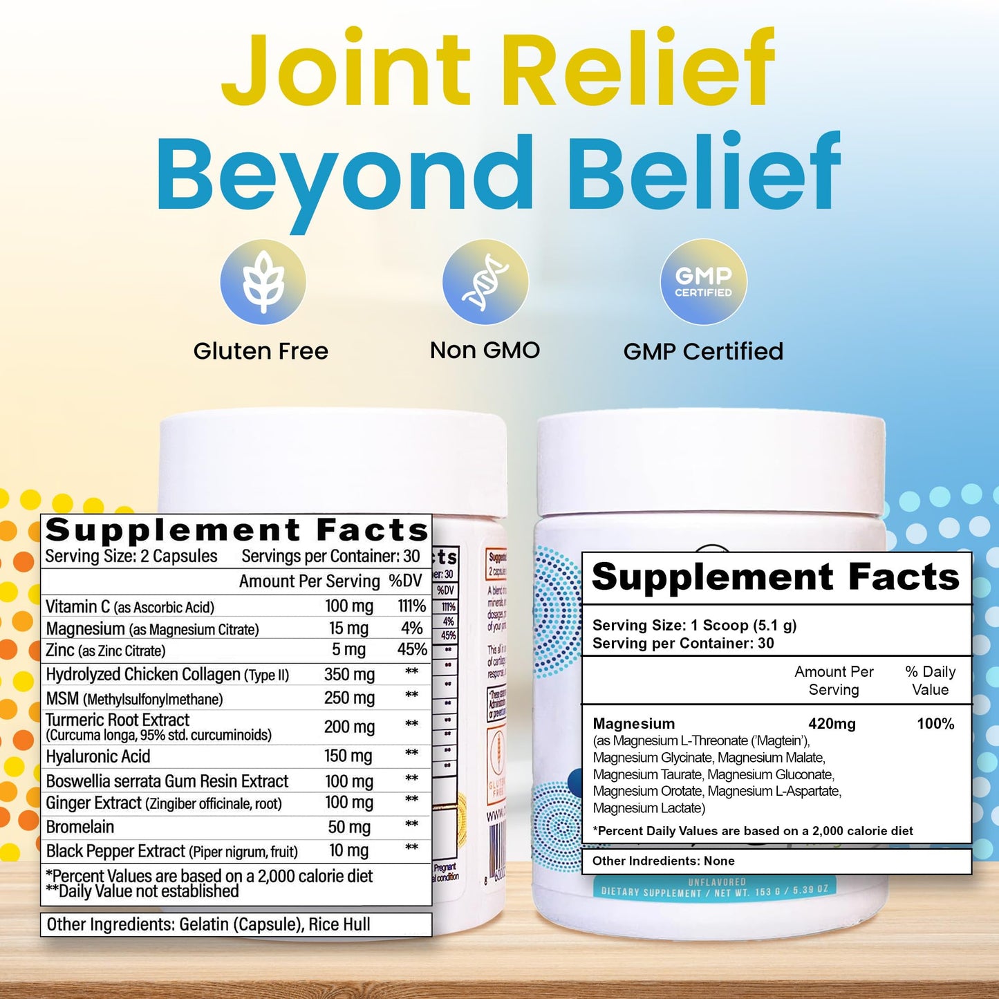 Outback Naturals Magnesium Complex Powder & Enhanced Joint Relief Formula Bundle