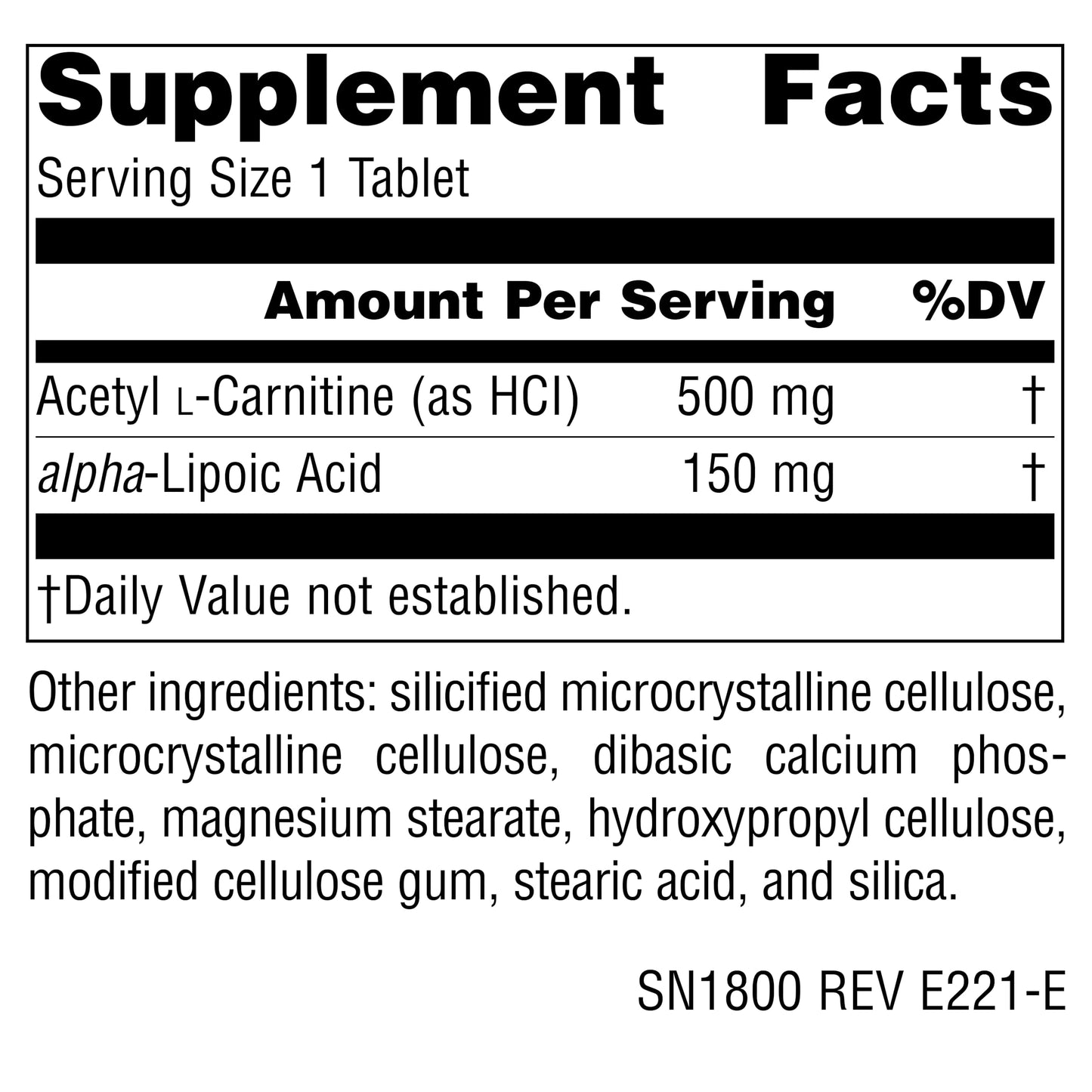 Source Naturals Acetyl L-Carnitine & Alpha-Lipoic Acid 650mg Tablet, 120 Count