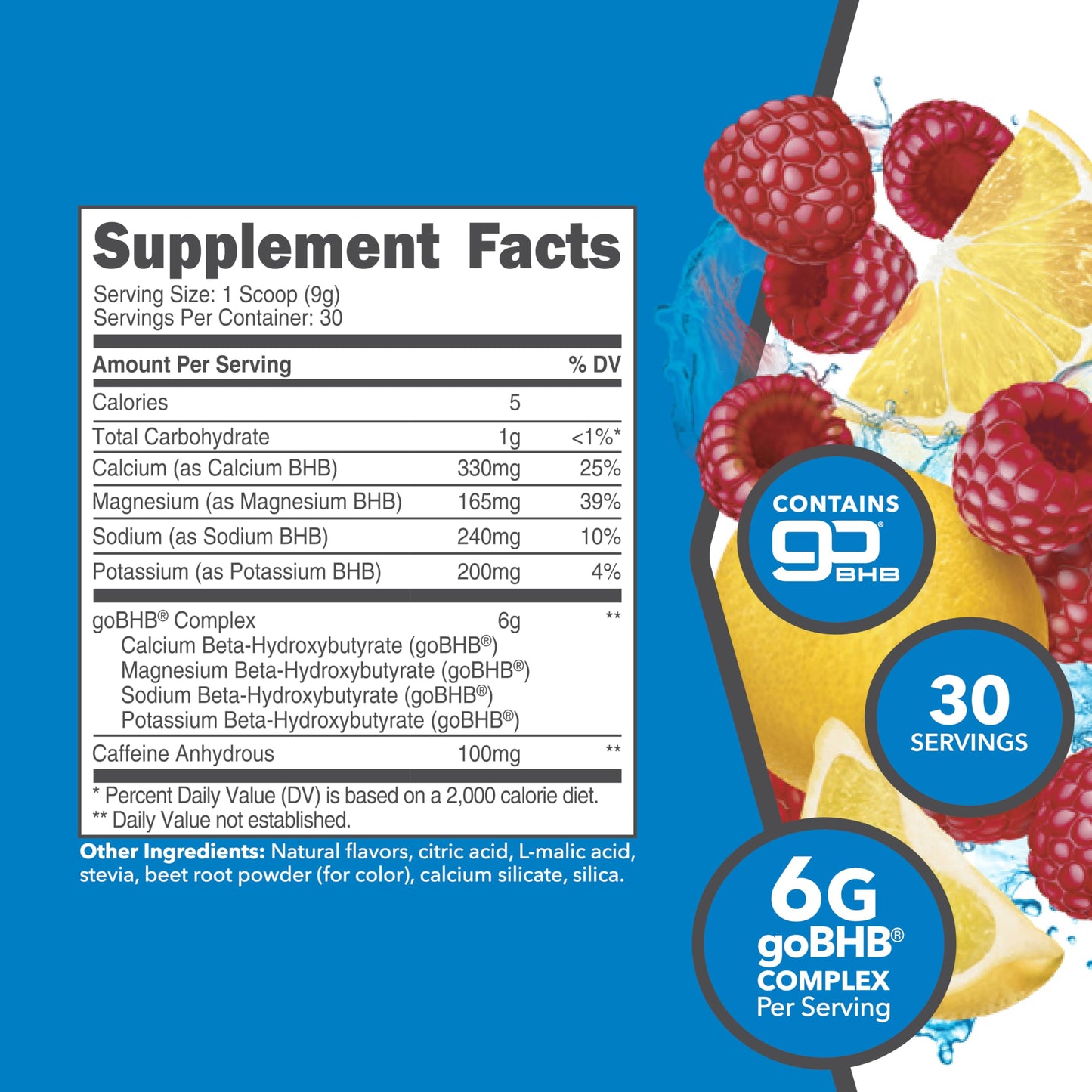 Ketologic KetoEnergy BHB Exogenous Ketones Powder with Caffeine Raspberry Lemonade 9.6 Ounce