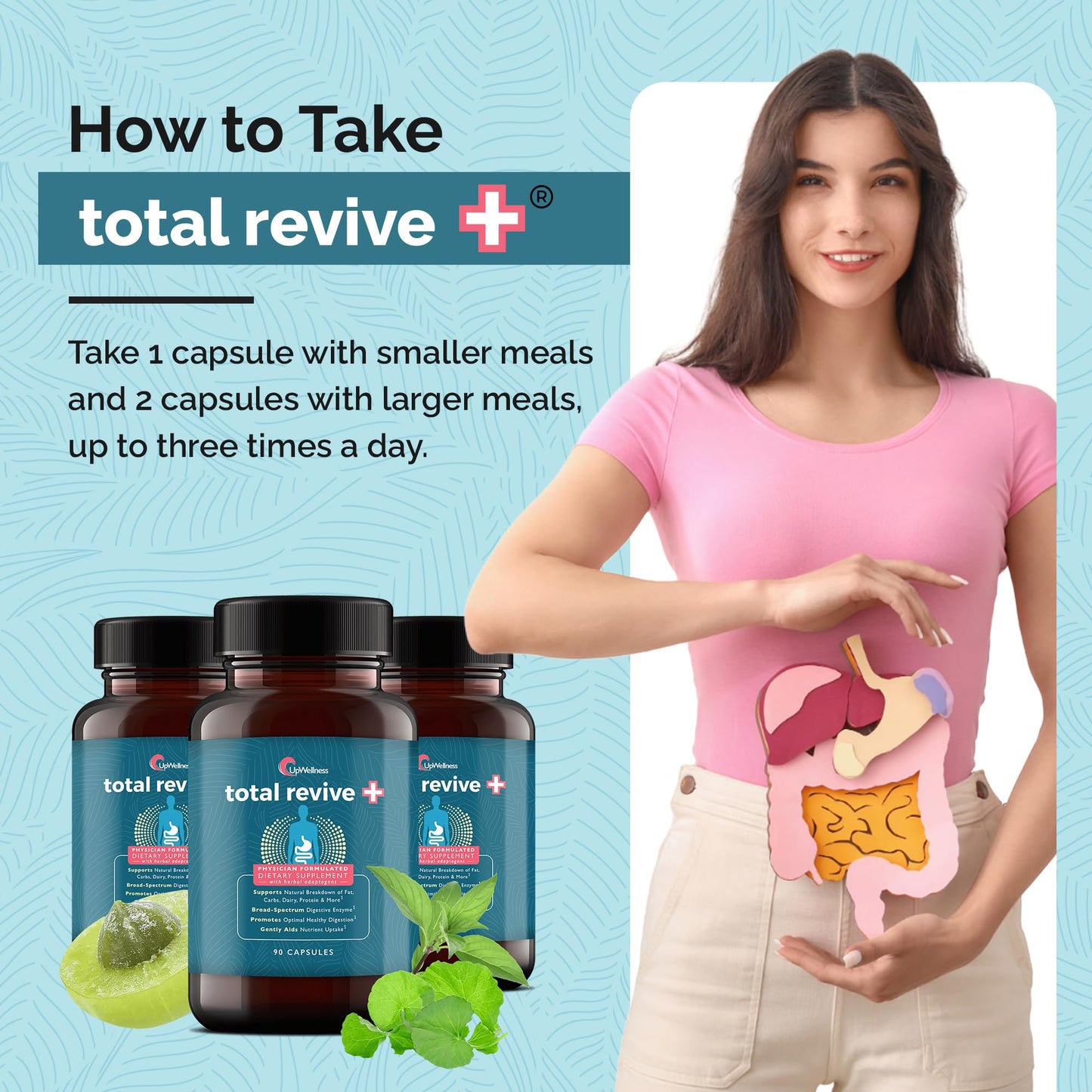 UpWellness Total Revive+ Digestive Enzymes 90 Capsules