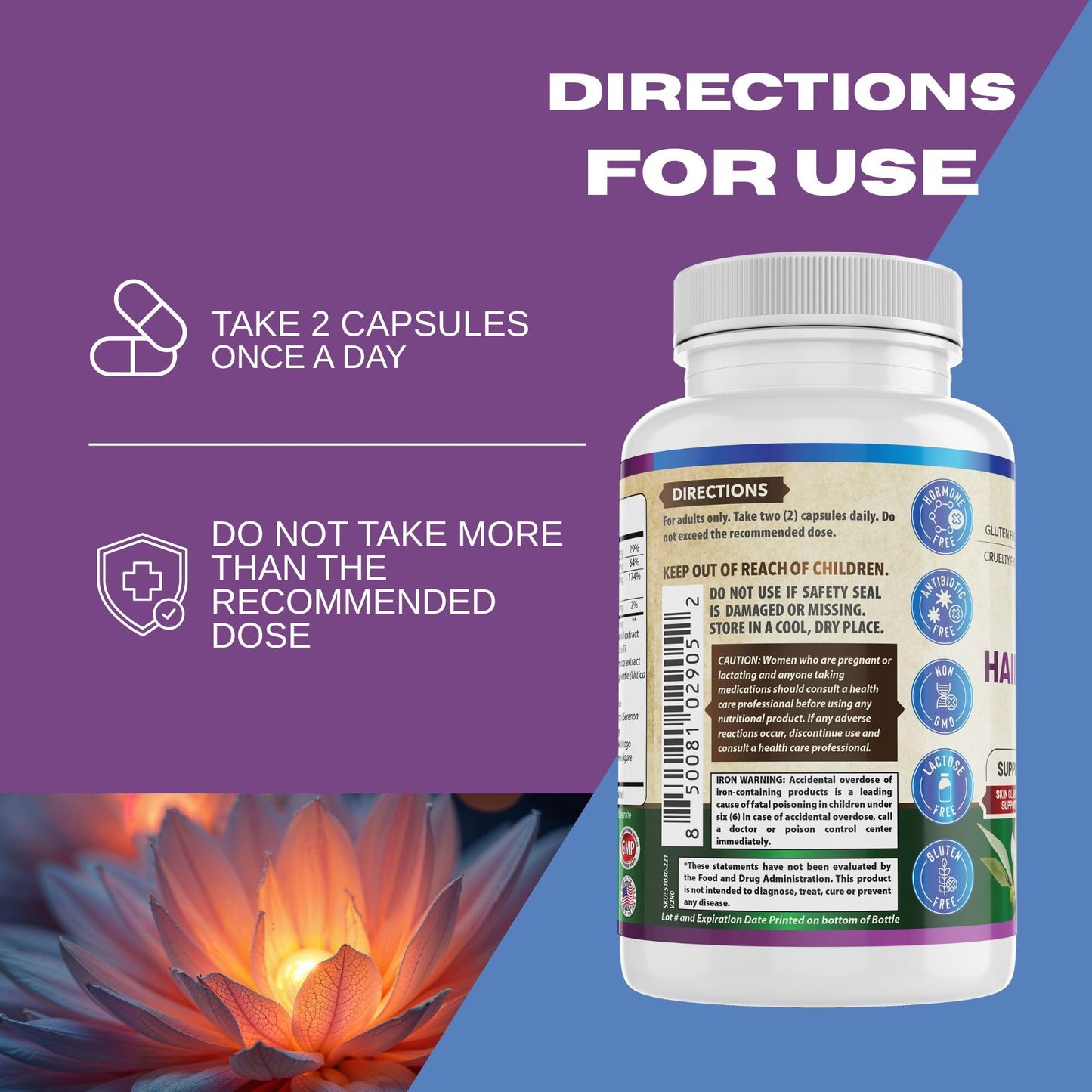 Whole World Wellness Healthy Hair Skin and Nails Biotin 5000mcg Capsule 60 Count