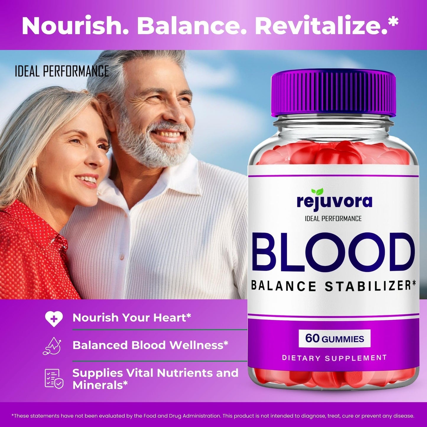 IDEAL PERFORMANCE Rejuvora Advanced Blood Formula Gummies 60 Count