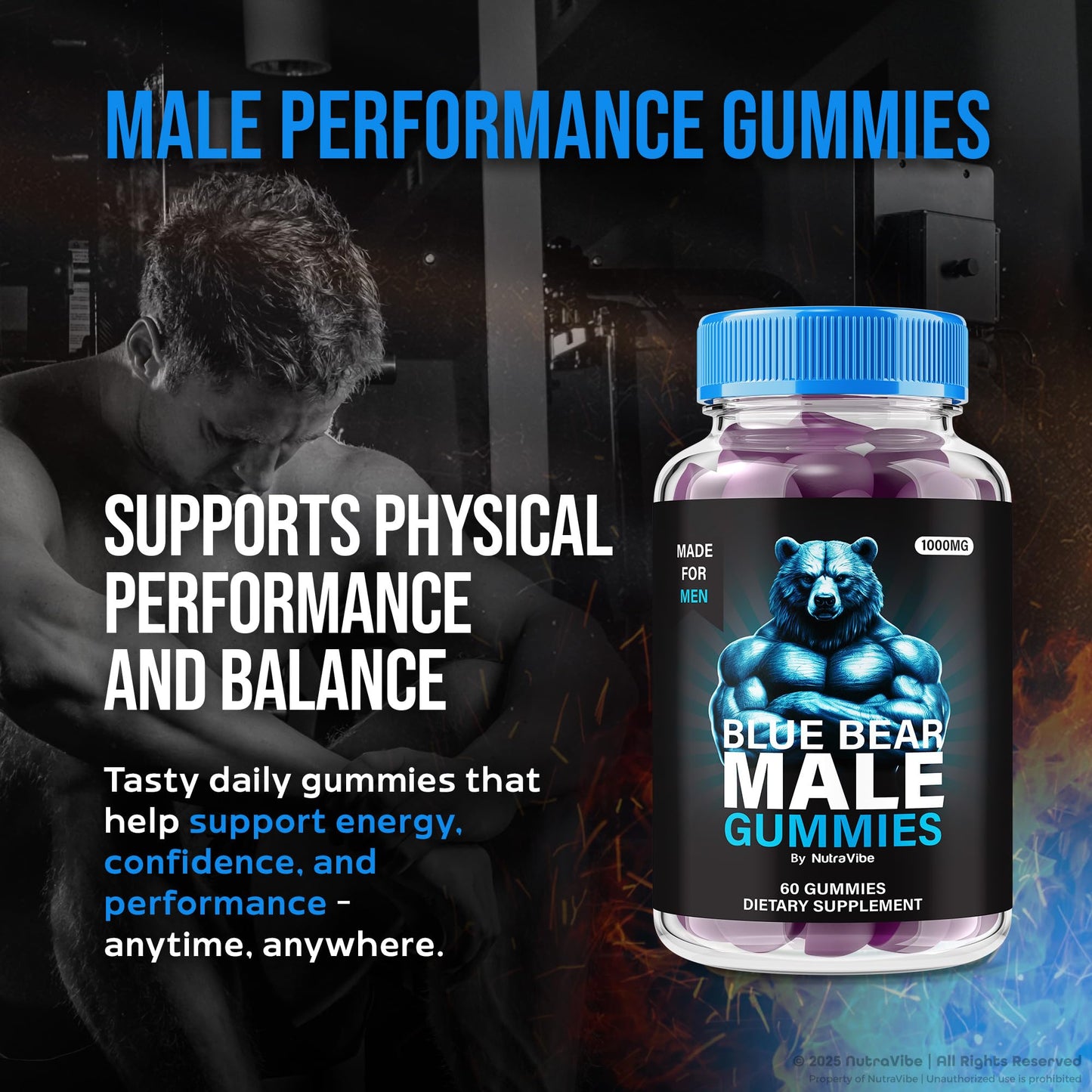 NutraVibe Blue Bear Male Gummies 120 Gummies