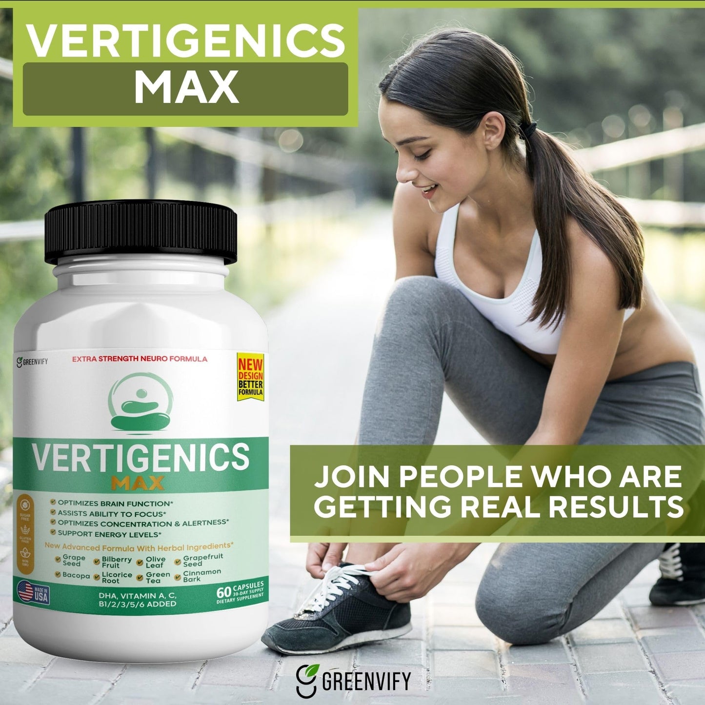 GREENVIFY Vertigenics Max Brain Support Supplement Extra Strength Neuro Formula, 120 Capsules
