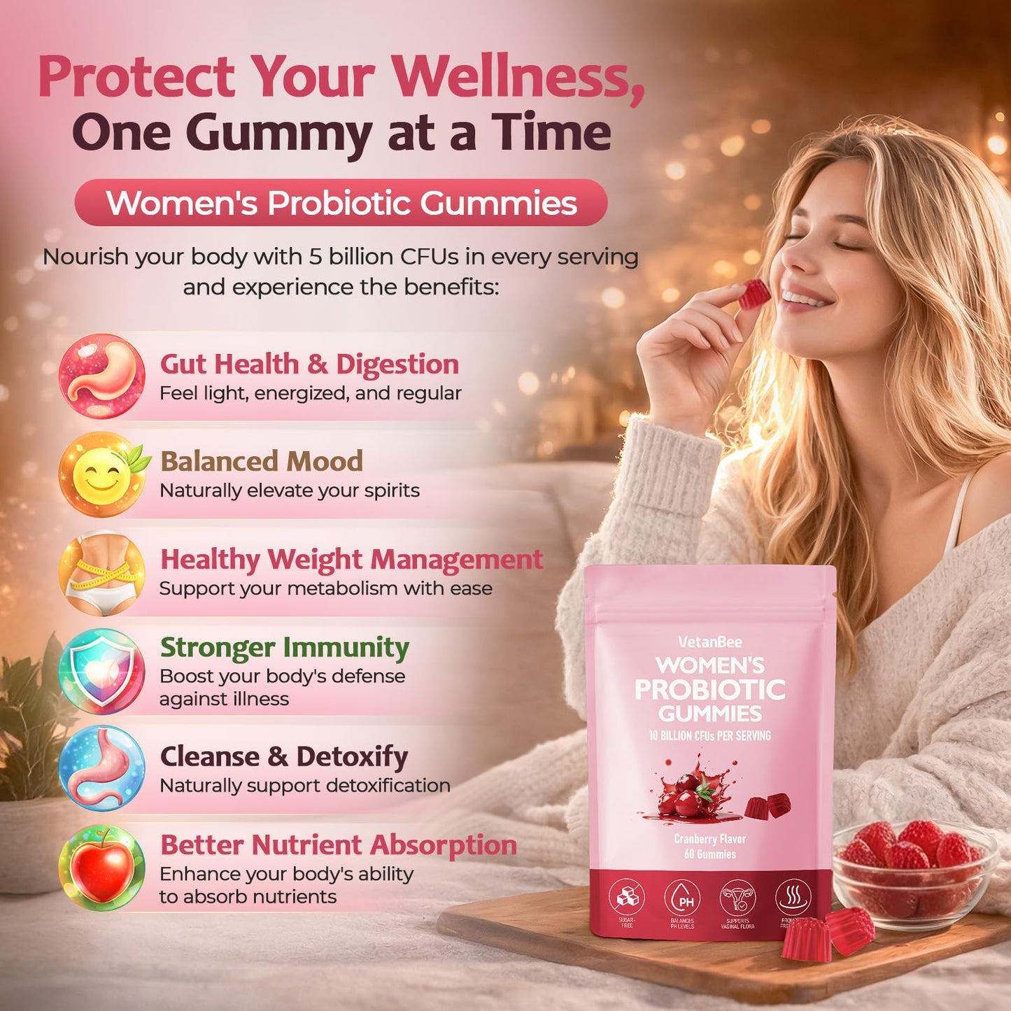 VetanBee Premium Feminine Balance Gummies for Women Powder, 1
