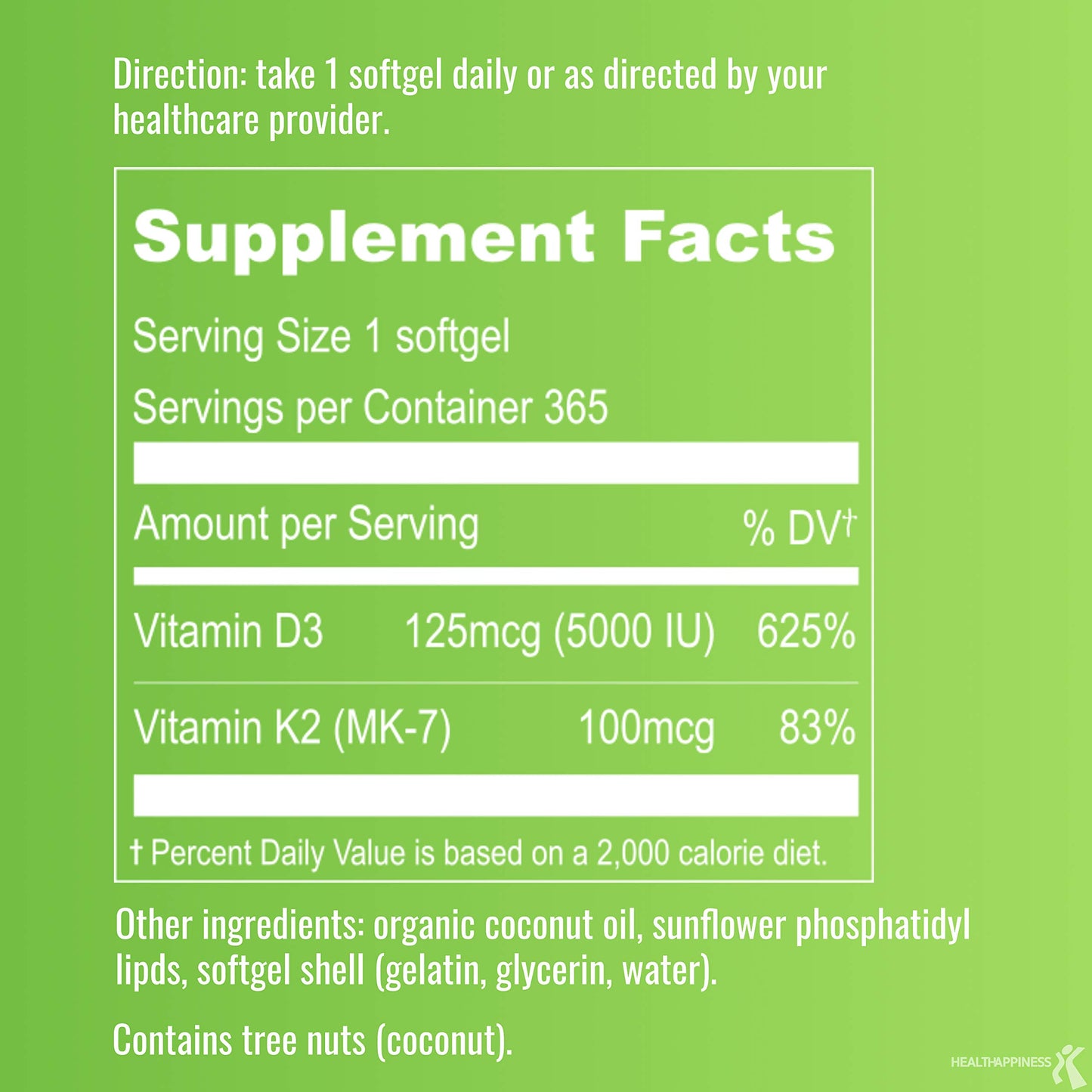 UpNourish Liposomal D3 K2 MK-7 Softgels 365