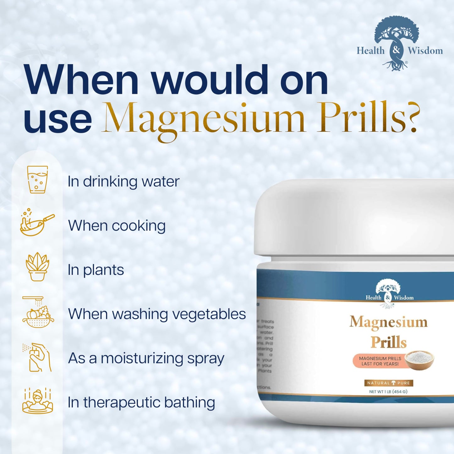 Health and Wisdom Magnesium Prills Powder 16 oz