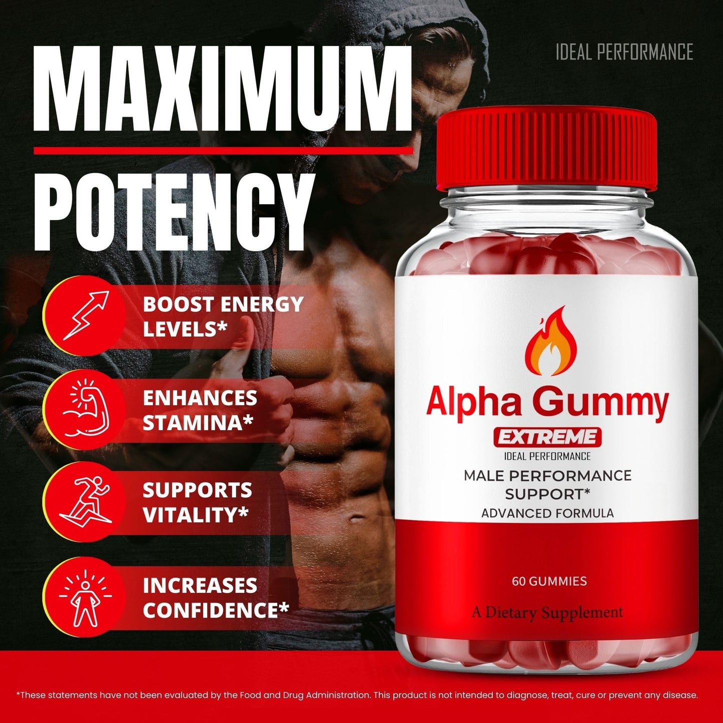 Ideal Performance AlphaGummies Extreme for Men Gummy 60 Count