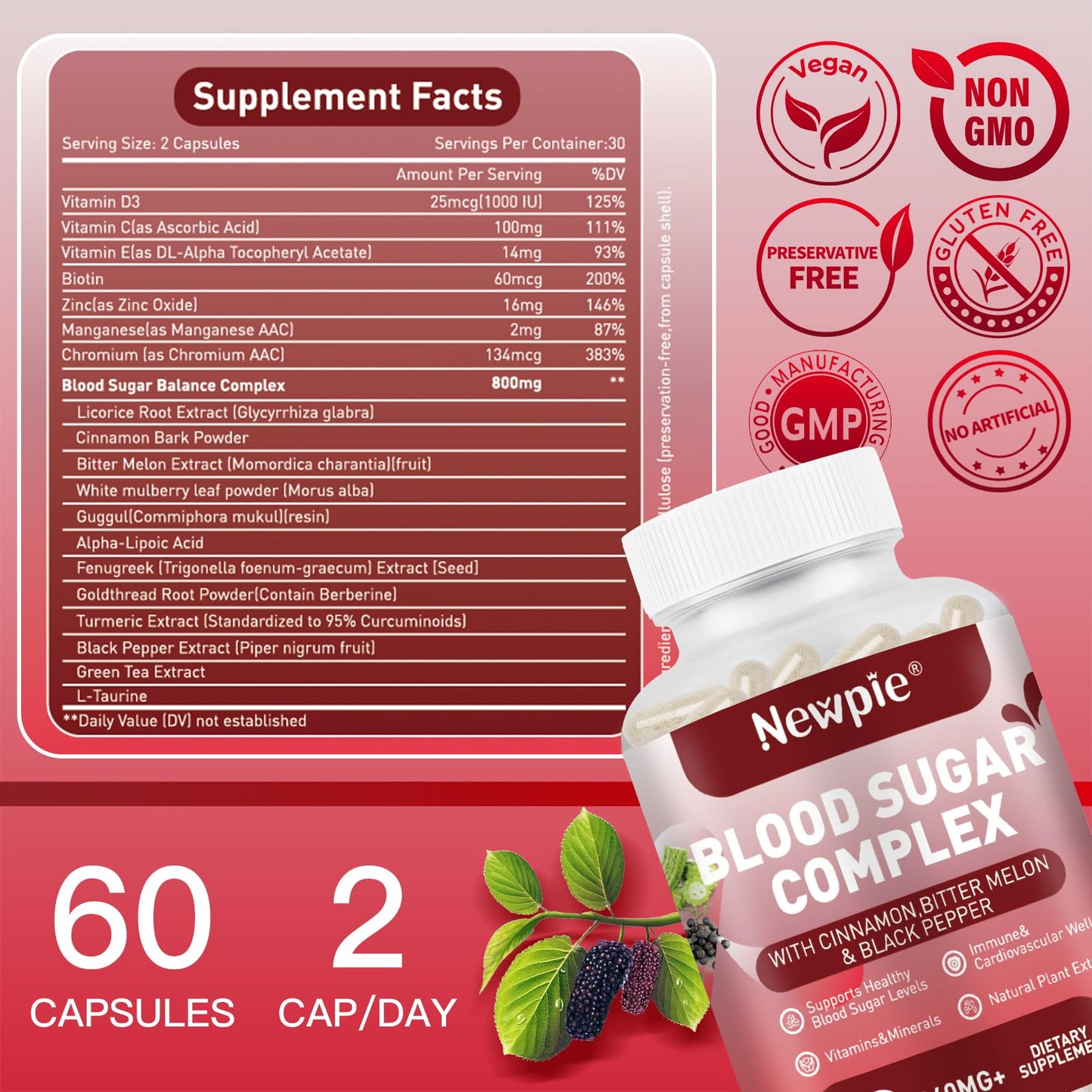 Newpie Blood Sugar Complex Supplement Capsule 120 Capsules