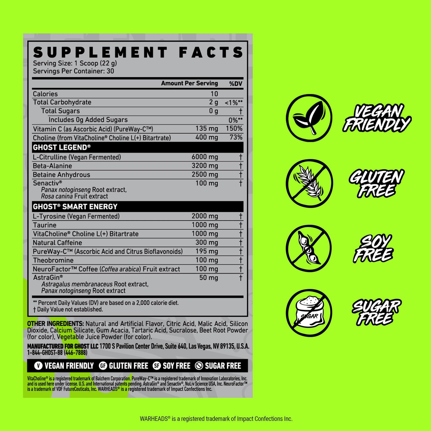 GHOST Legend Pre-Workout Powder 30 Servings
