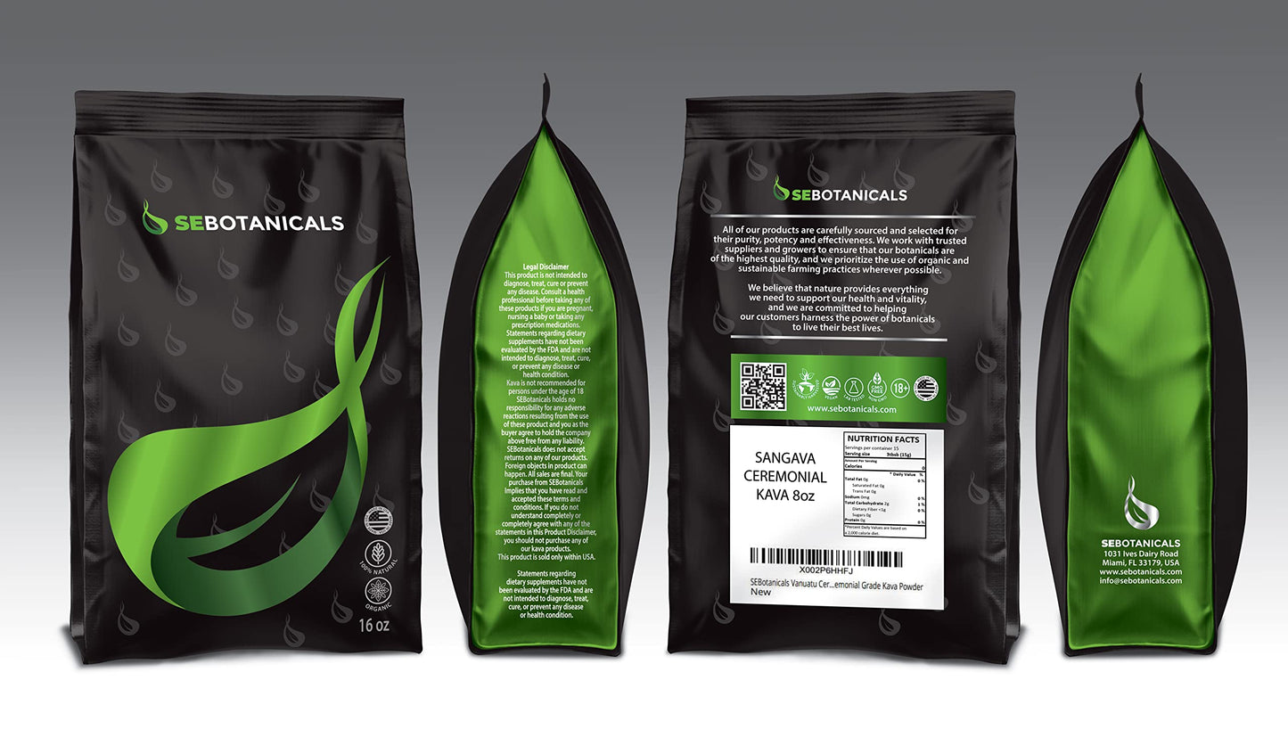 SeBotanicals Vanuatu Sangava Ceremonial Kava Tea Powder, 8 oz