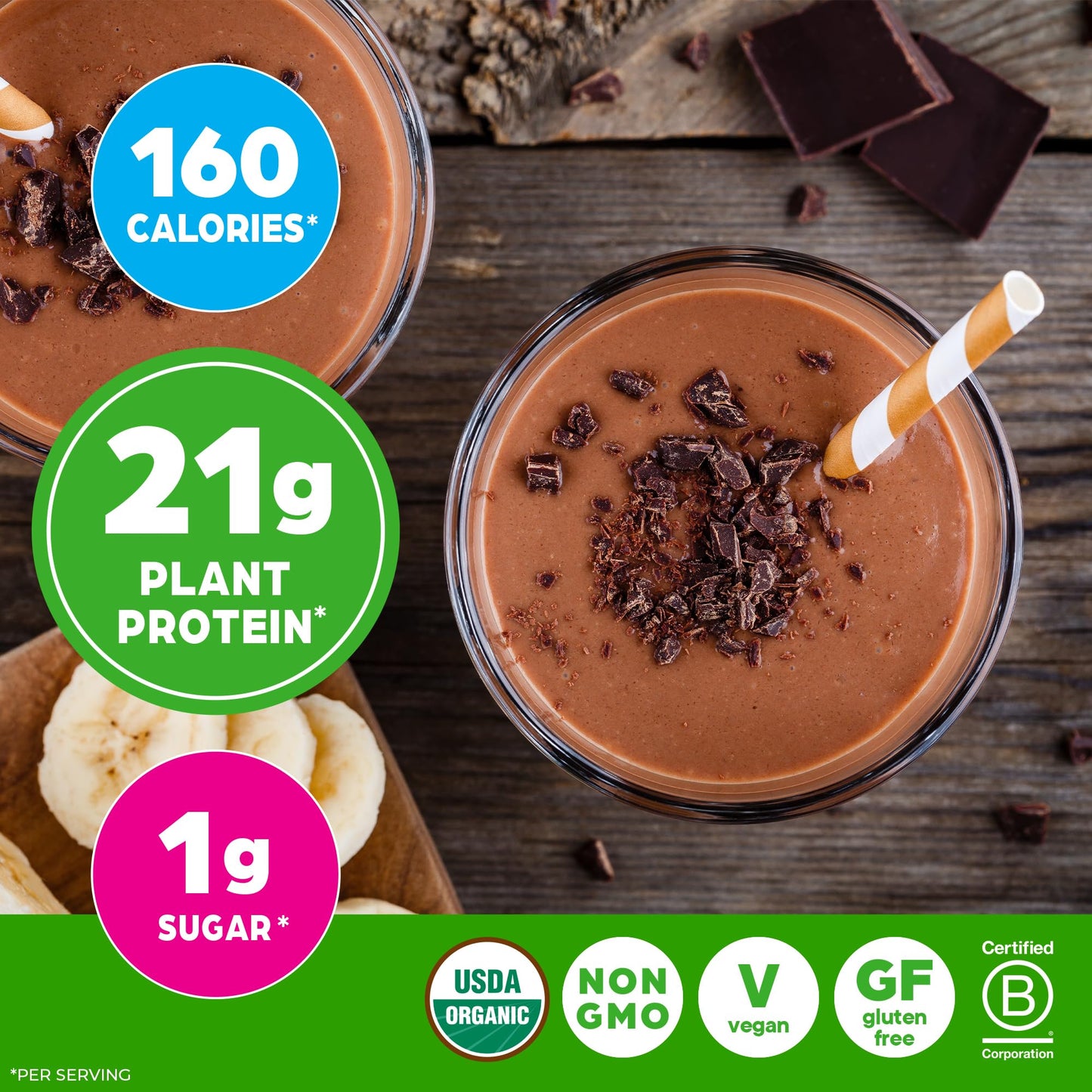 Orgain Organic Vegan Protein + 50 Superfoods Powder, Creamy Chocolate Fudge, 2.02 lb